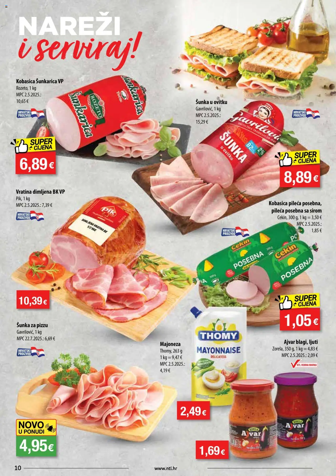 NTL katalog | vrijedi od 06.08.2025 | Stranica: 10 | Proizvodi: Šunka, Ajvar, Majoneza, Kobasica