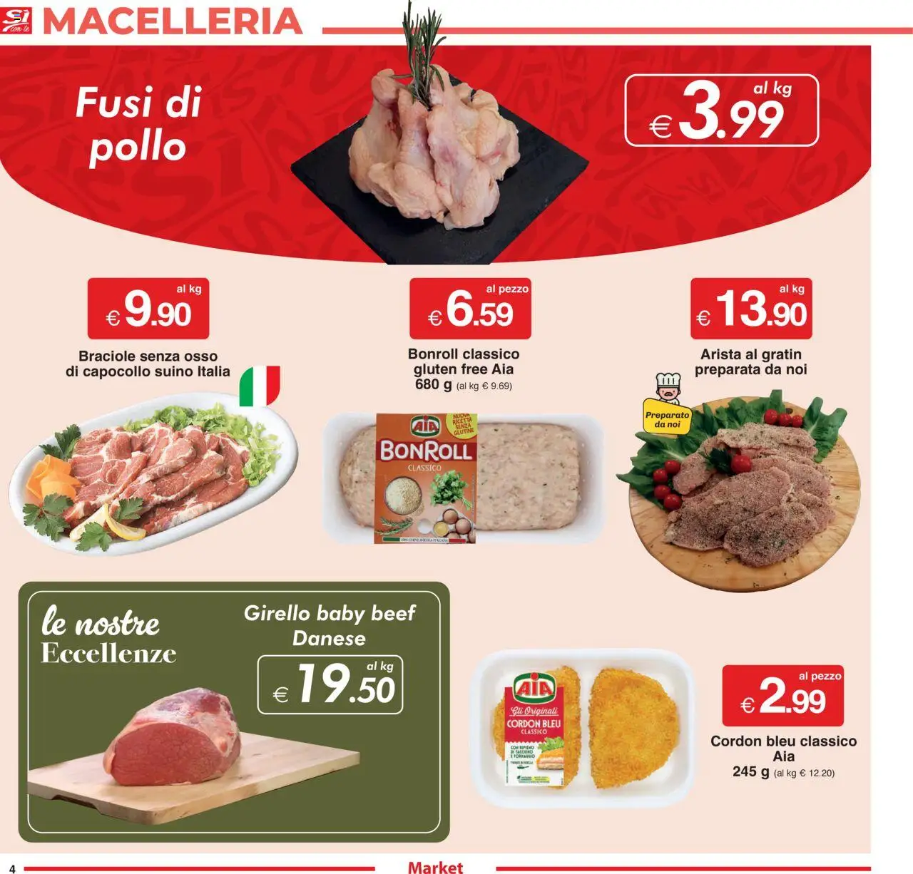 Volantino Sì con Te del 09.10.2025 | Pagina: 4 | Prodotti: Pollo, Suino, Tacchino, Girello