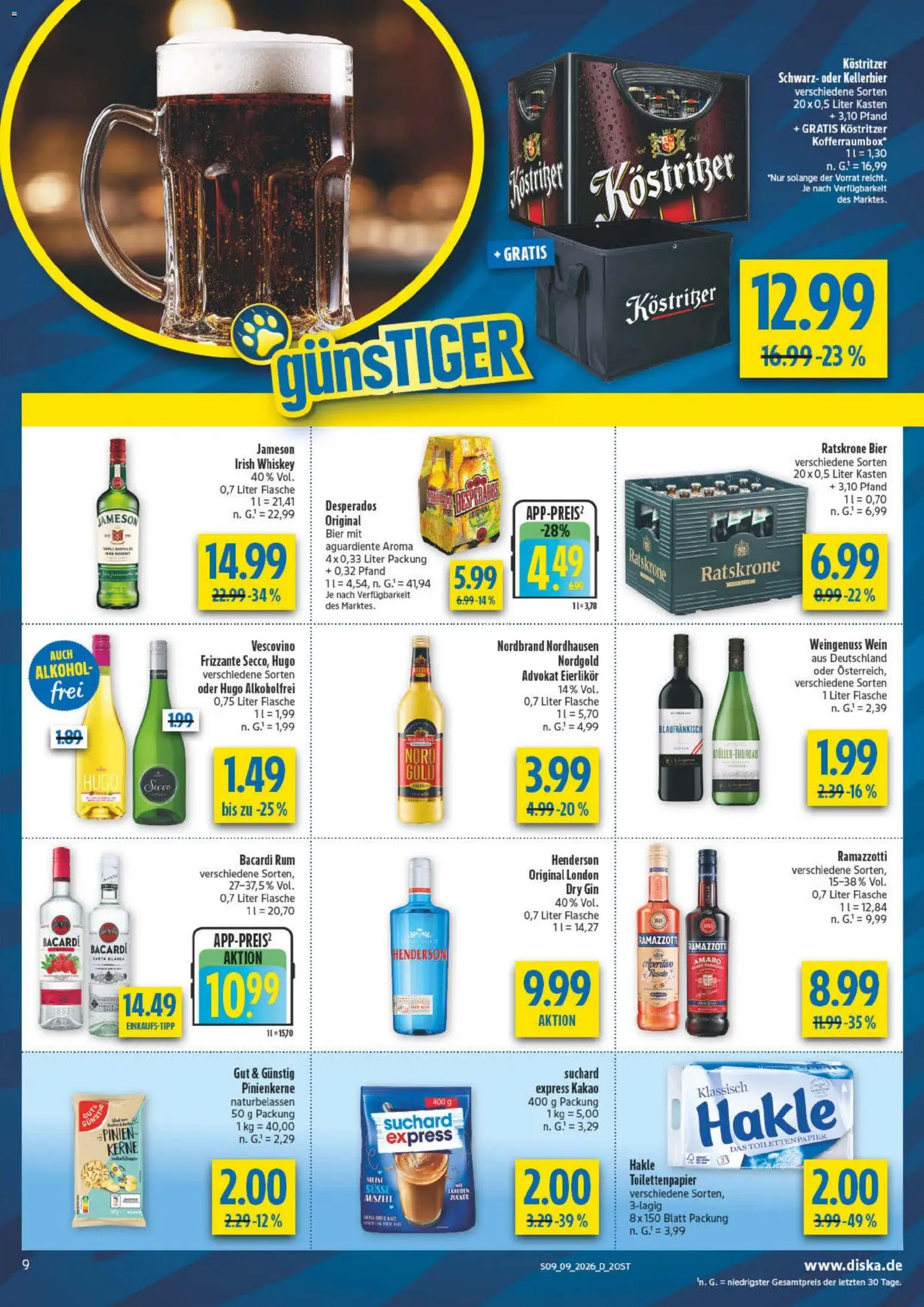 Diska Prospekt 	 – gültig ab 23.02.2026 | Seite: 9 | Produkte: Bier, Desperados, Wein, Ramazzotti