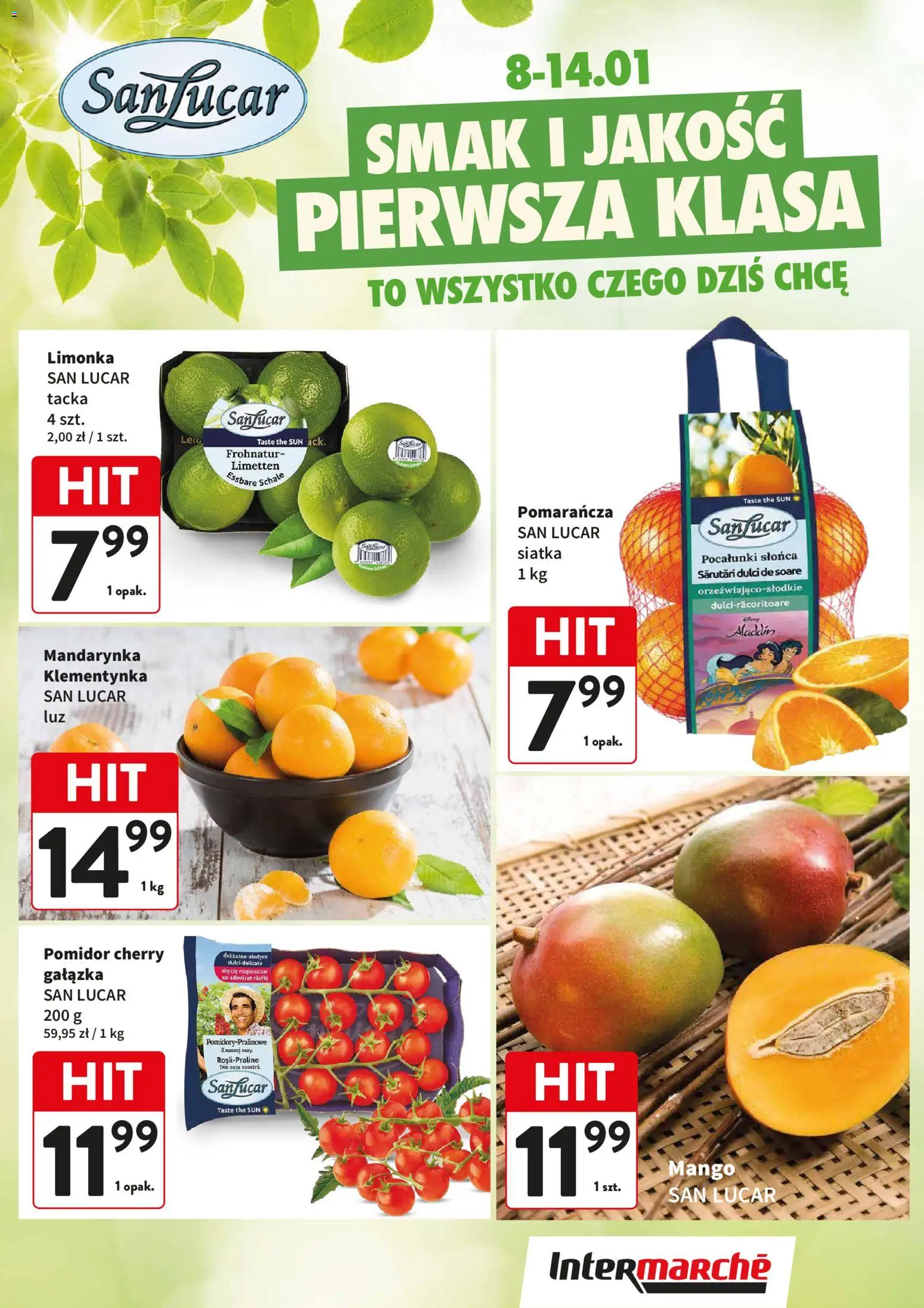 Intermarche Gazetka - Świeży Hit od 08.01.2026 | Strona: 1 | Produkty: Mango, Limonka, Pomidor cherry, Siatka
