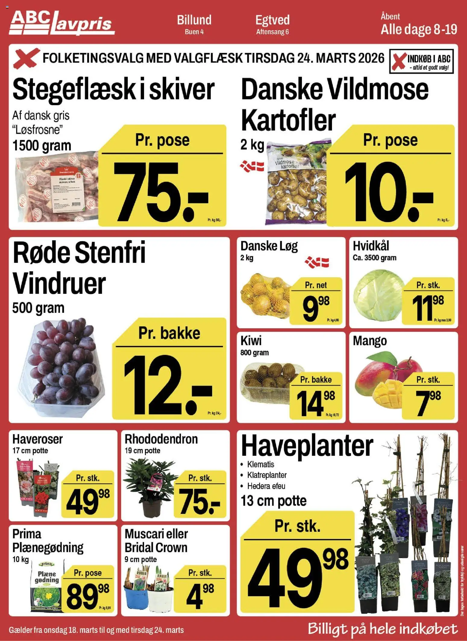 Abc Lavpris tilbudsavis – gyldig fra 18.03.2026 | Side: 3 | Produkter: Mango, Kiwi, Løg, Hvidkål