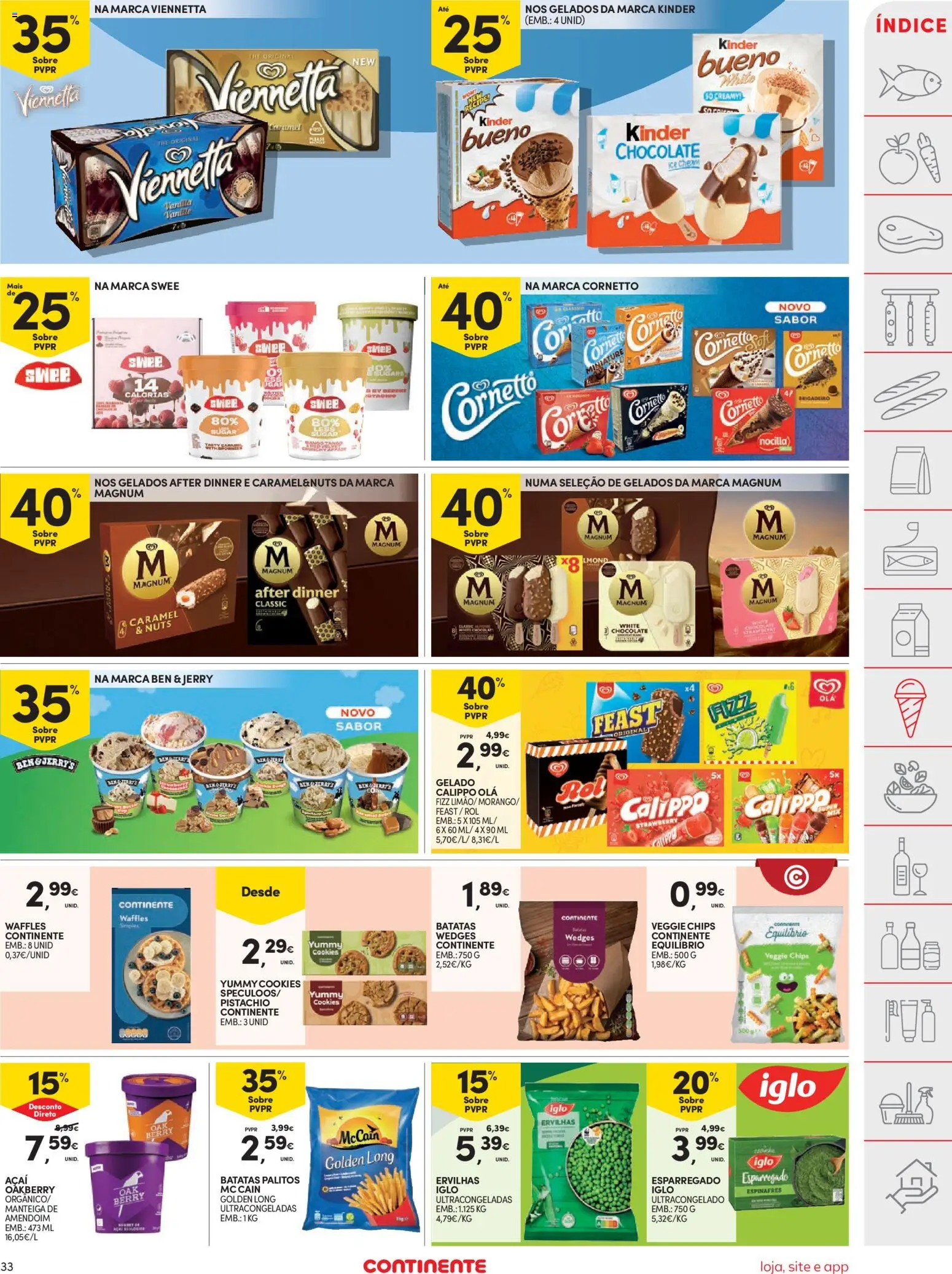 Continente folheto │ válido de 20.01.2026 | Página: 33 | Produtos: Espinafres, Gelado, Manteiga, Chocolate