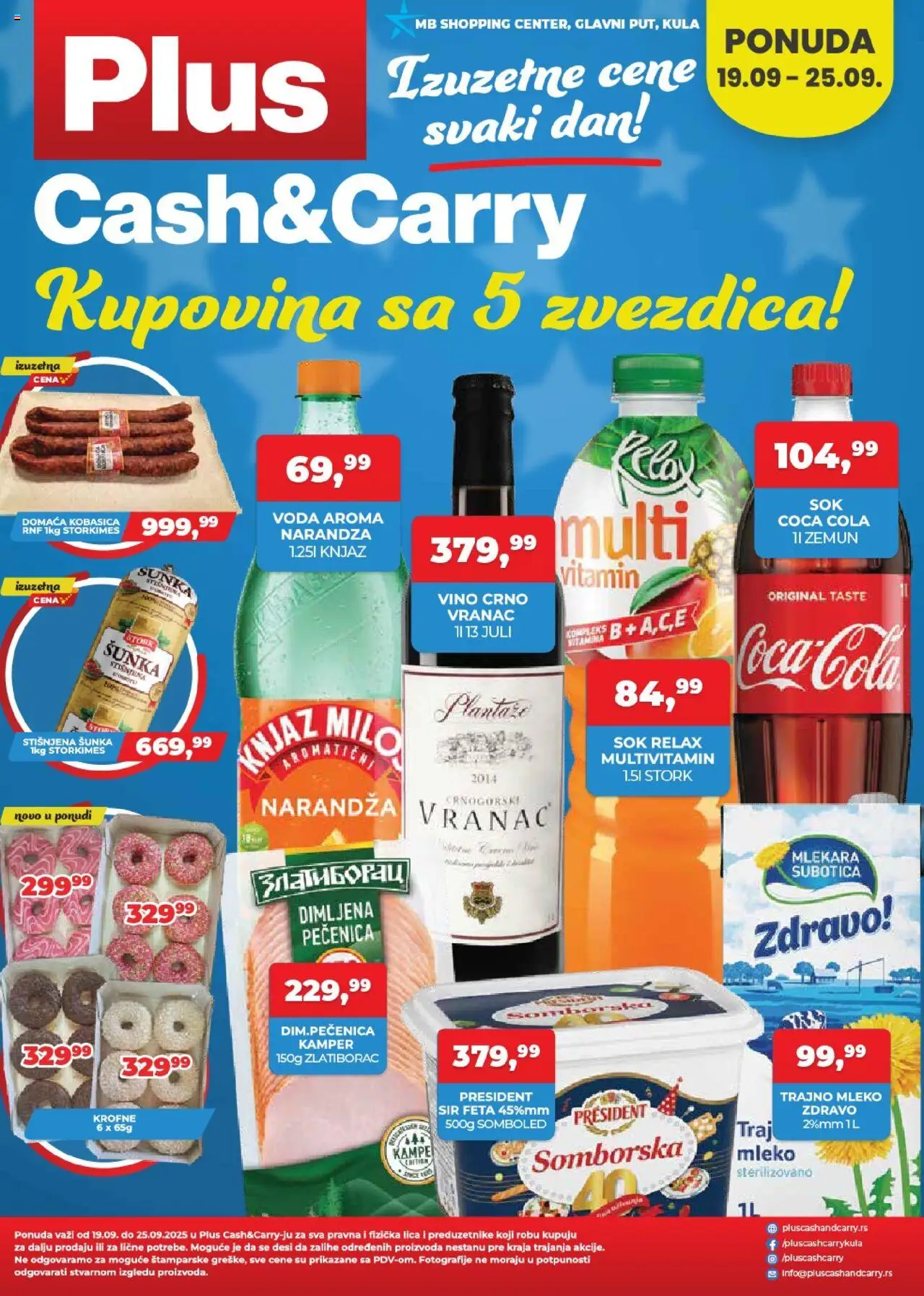 Plus Cash & Carry katalog - važi od 19.09.2025 | Strana: 1 | Proizvode: Coca Cola, Voda, Mleko, Pečenica