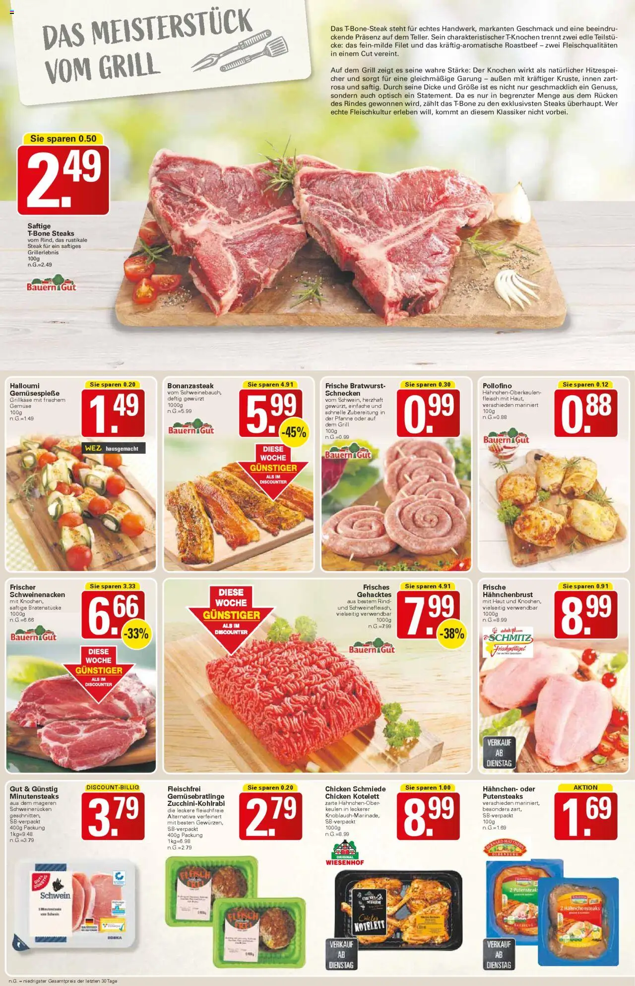WEZ Prospekt - gültig ab dem 11.08.2025 | Seite: 4 | Produkte: Bratwurst, Gemüse, Steak, Fleisch