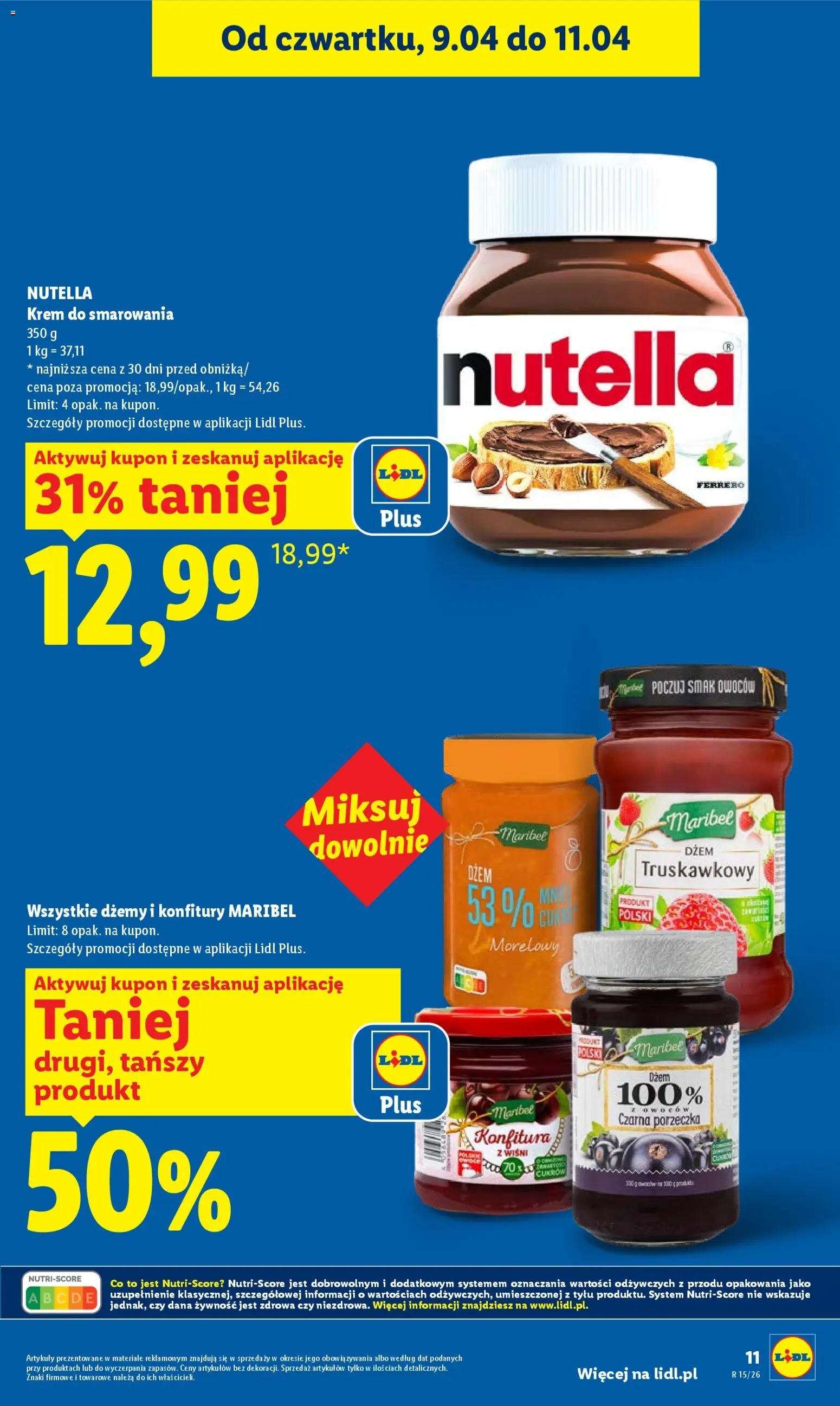 Lidl Polsko leták od 09.04.2026 | Strana: 11 | Produkty: Džem, Krém, Nutella