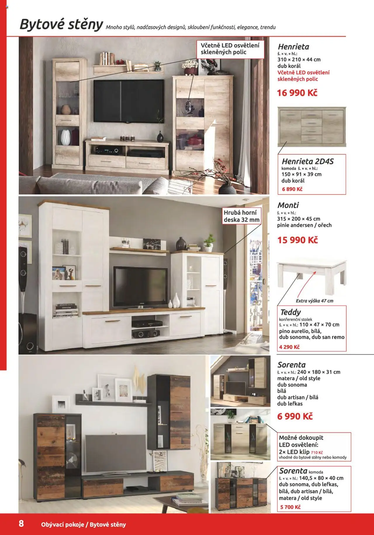 ORFA nábytek katalog 2024-2025 od 15.08.2024 | Strana: 8 | Produkty: Komody, Komoda, Stolek, LED