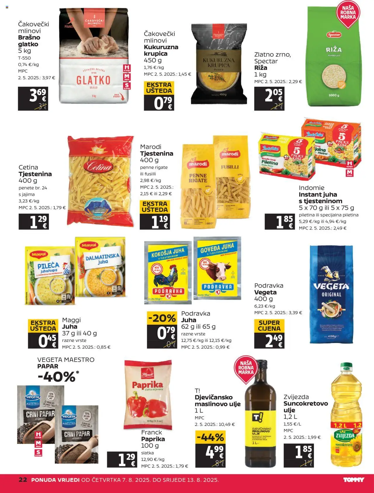 Tommy katalog | vrijedi od 07.08.2025 | Stranica: 22 | Proizvodi: Maslinovo ulje, Tjestenina, Brašno, Noodle