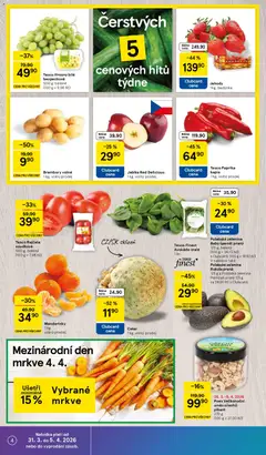 Náhled letáku Brambory volné, 1 kg, volný prodej od 31.03.2026 | Strana: 4 | Produkty: Finest, Jahody, Špenát, Hrozny