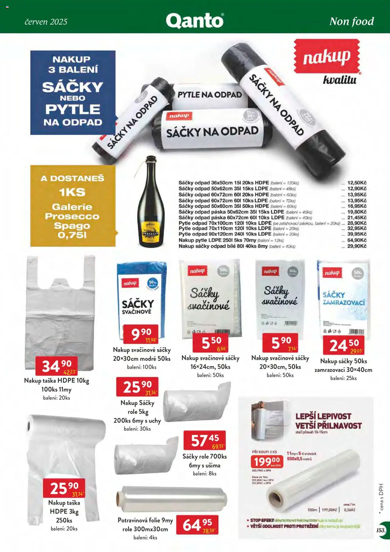Astur & Qanto leták - Velkoobchod 06/2025 od 01.06.2025 | Strana: 153 | Produkty: Prosecco, Fólie, Potravinová folie, Pytle na odpad