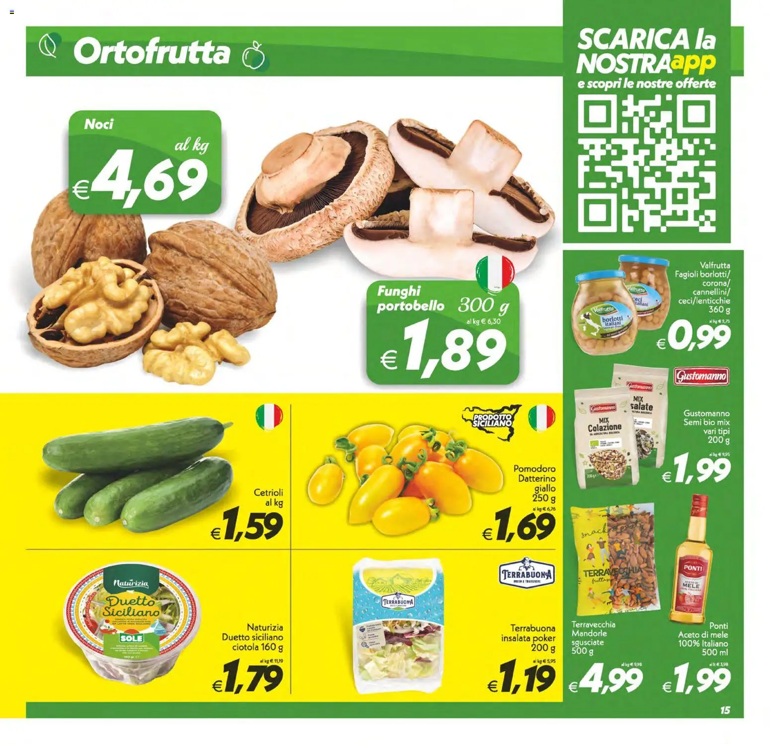 Volantino SuperConveniente del 28.04.2026 | Pagina: 15 | Prodotti: Aceto di mele, Insalata, Fagioli, Mandorle