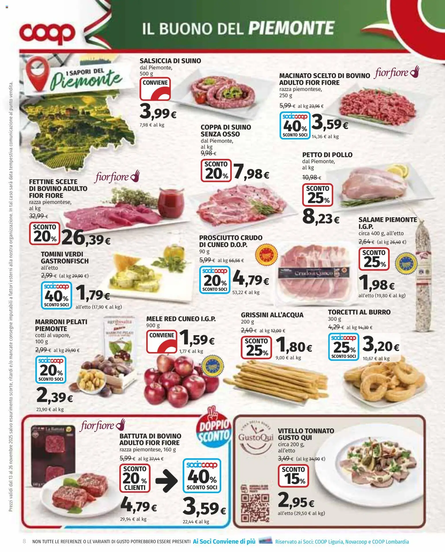 Volantino COOP del 13.11.2025 | Pagina: 8 | Prodotti: Bovino, Salame, Suino, Grissini