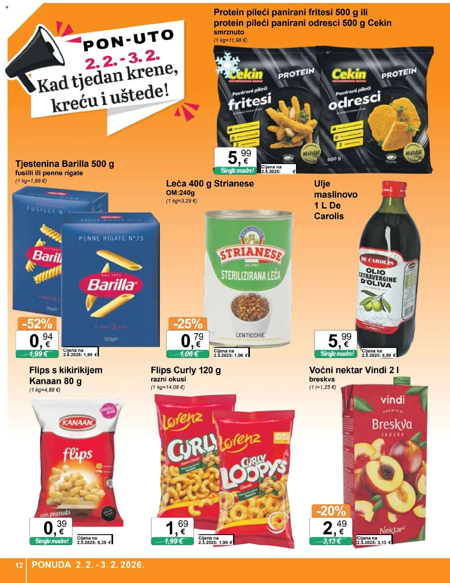 KTC katalog | vrijedi od 28.01.2026 | Stranica: 12 | Proizvodi: Flips, Tjestenina, Leća, Barilla