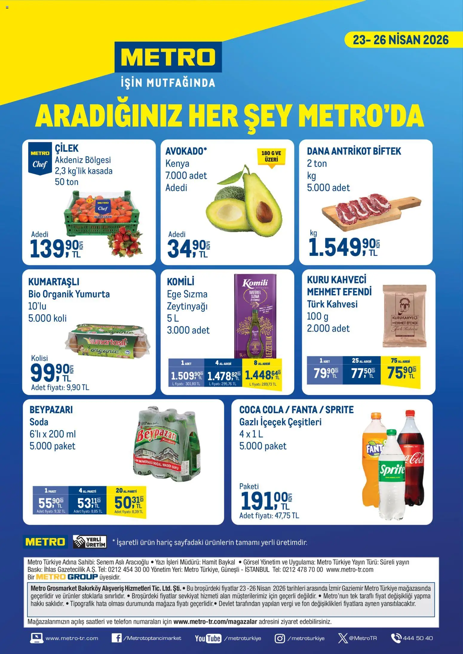 Metro - Aradığınız Her şey Metro'da - 23.04.2026 tarihinden itibaren geçerlidir | Sayfa: 1 | Ürünler: Çilek, Soda, Maden suyu, Sprite