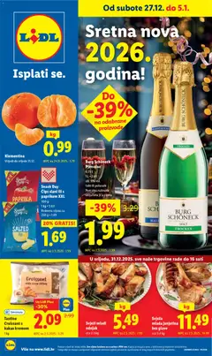 Sretna nova 2026 godina! Lidl - Pregled kataloga iz trgovine Lidl, vrijedi od 27.12.2025