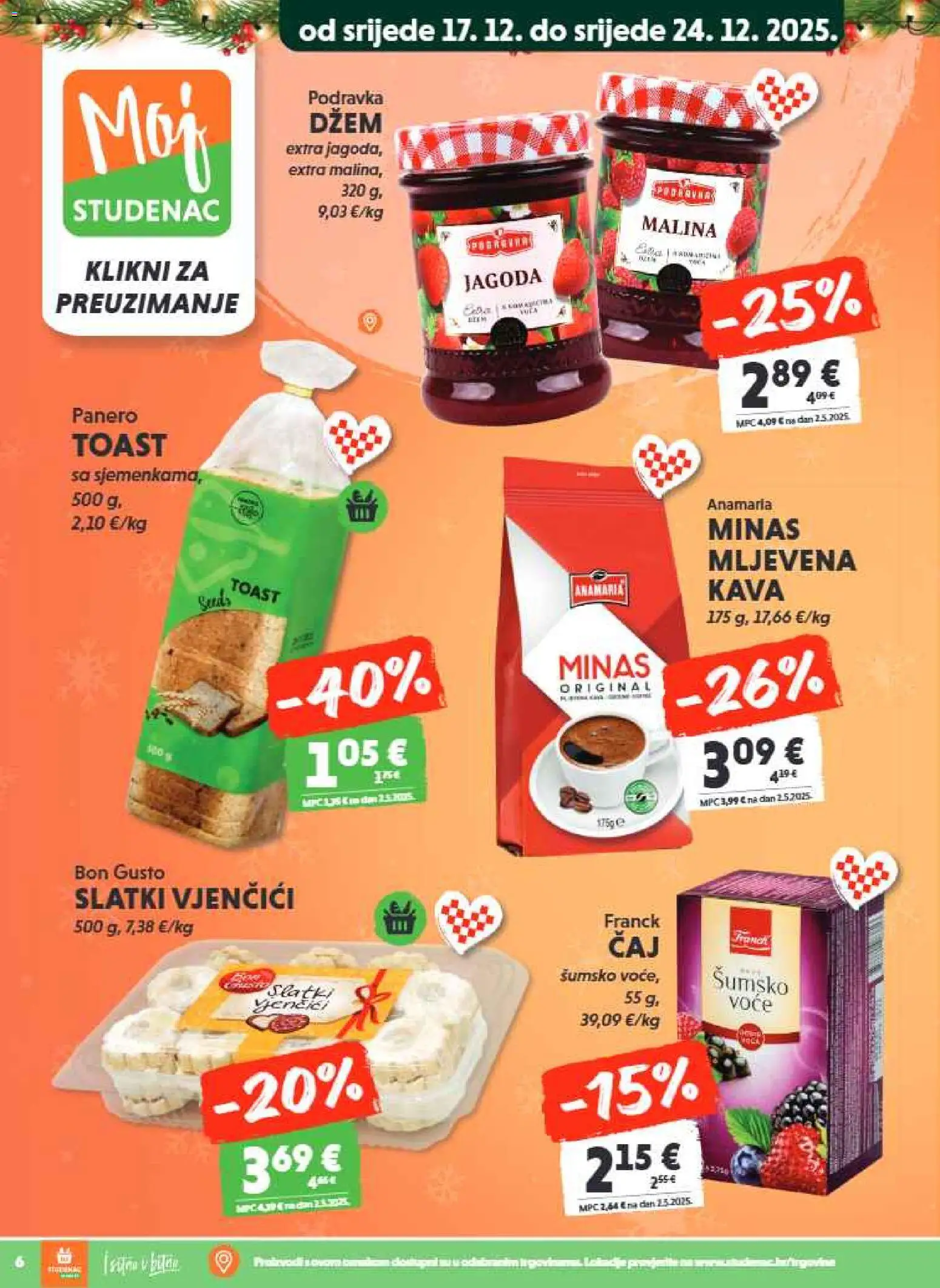 Studenac katalog | vrijedi od 17.12.2025 | Stranica: 6 | Proizvodi: Kava, Podravka, Voće, Džem