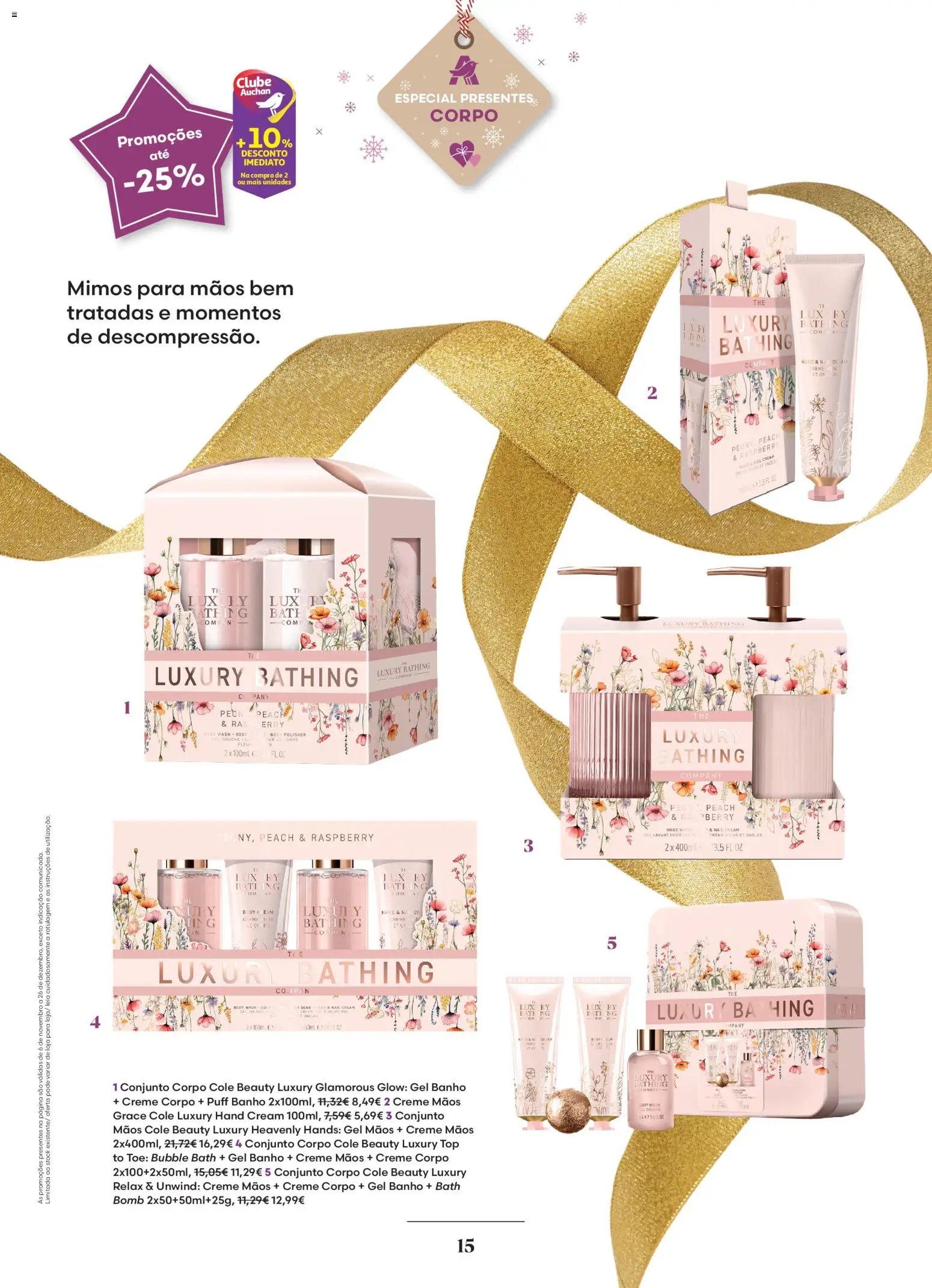 Auchan - Vem aí o Natal │ válido de 06.11.2025 | Página: 15 | Produtos: Puff, Top, Banho, Creme