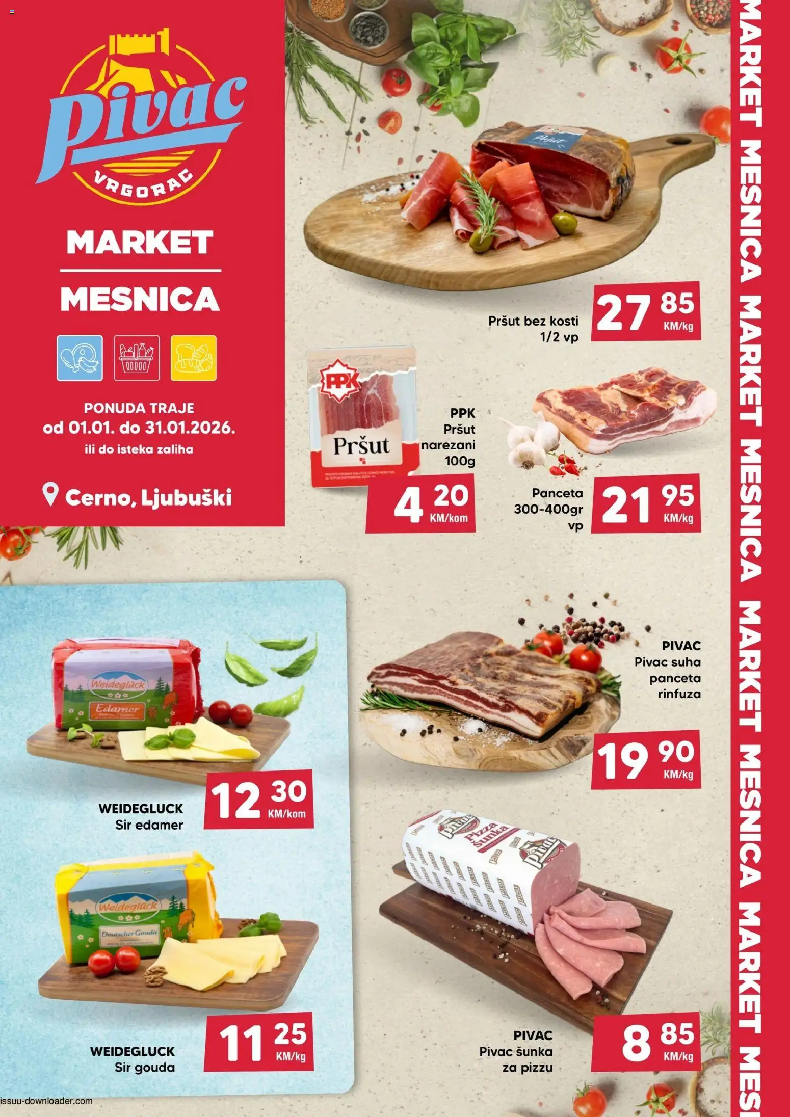 Pivac katalog | vrijedi od 01.01.2026 | Stranica: 1 | Proizvodi: Šunka, Pizza, Pršut, Panceta