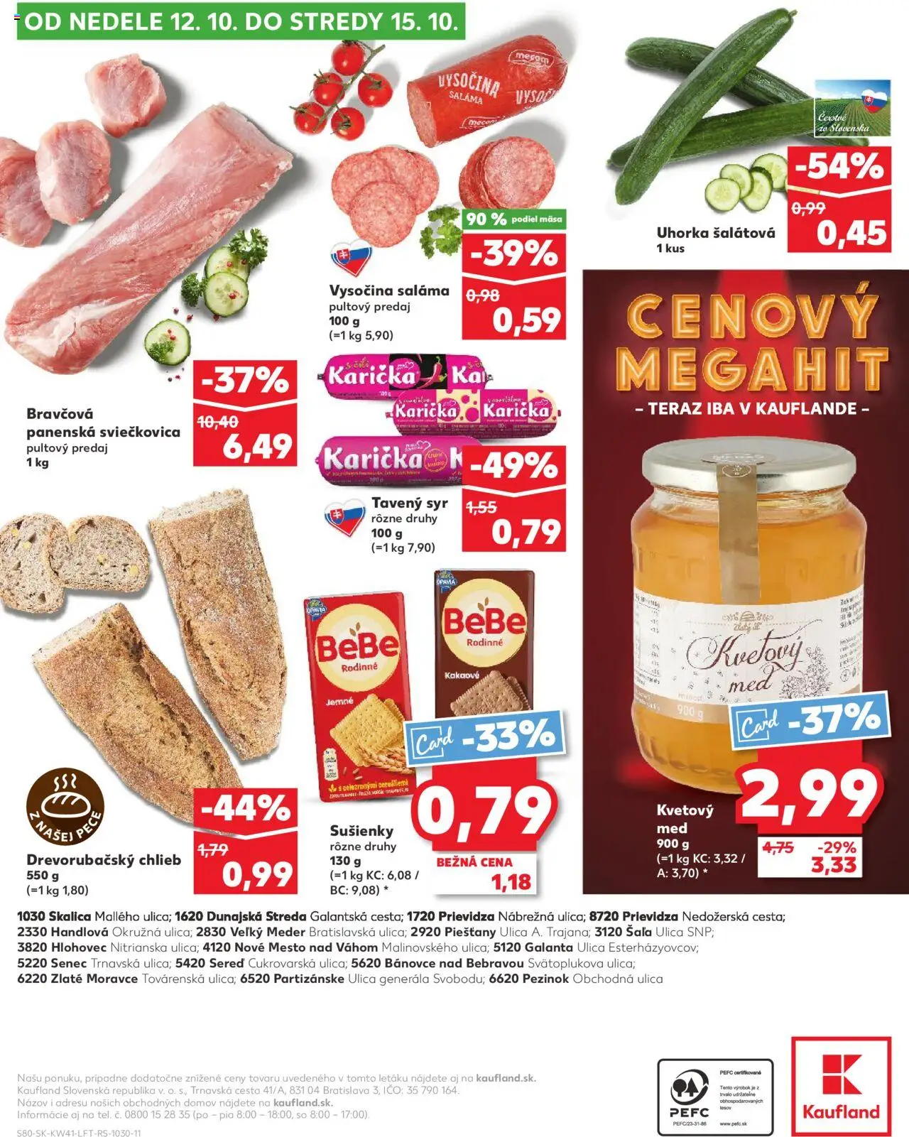 Nové Kaufland akcie – leták je platný od 09.10.2025 | Strana: 80 | Produkty: Syr, Chlieb, Saláma, Med