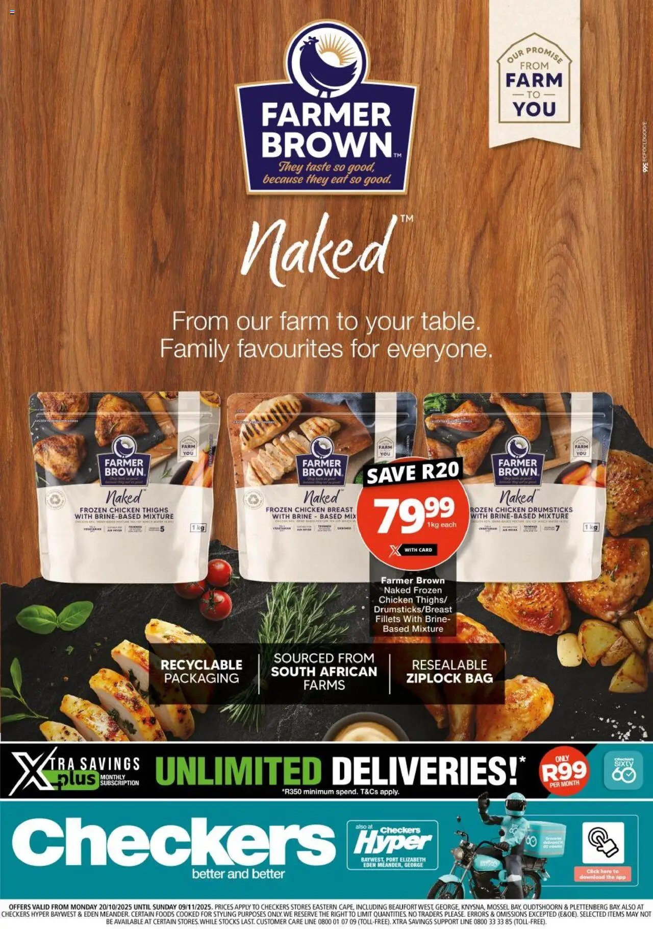 New Checkers catalogue – valid from 20.10.2025 | Page: 1 | Products: Bag, Magdalenas, Chicken