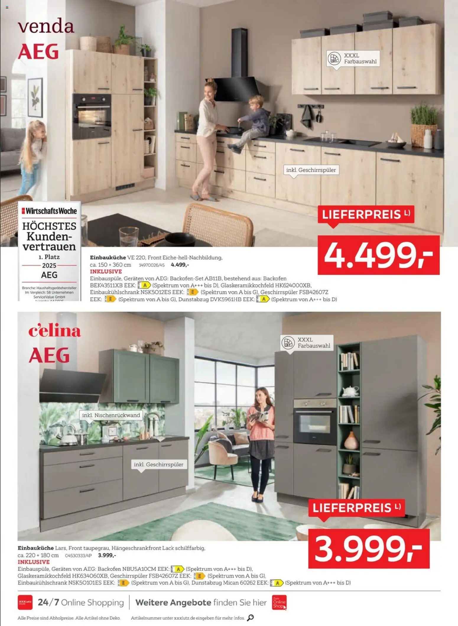 XXXL Lutz Nr. 1 beim Preis – gültig ab 18.01.2026 | Seite: 16 | Produkte: AEG, Geschirrspüler, Einbauküche, Dunstabzug