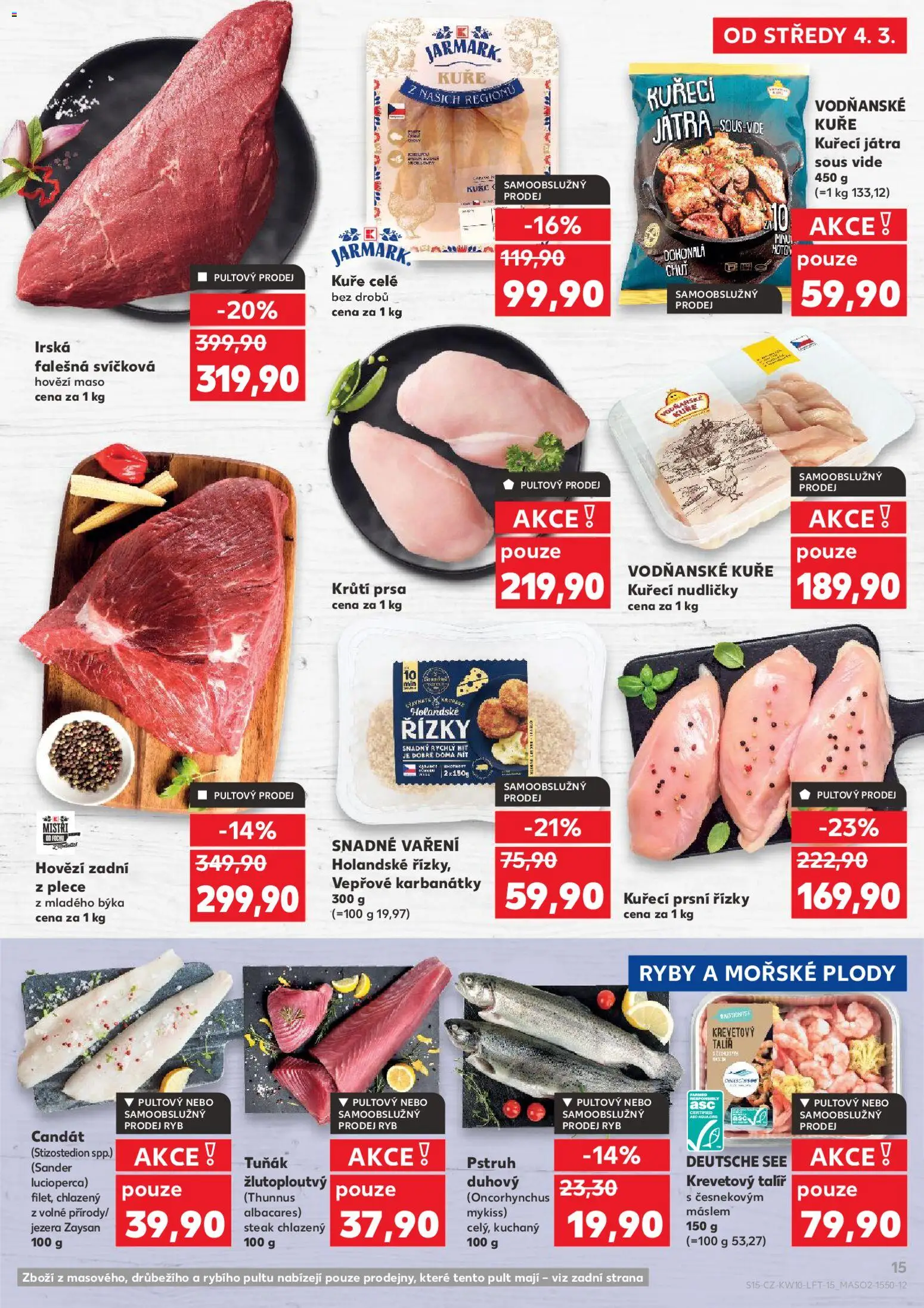 Kaufland leták od 04.03.2026 | Strana: 15 | Produkty: Hovězí, Sous vide, Steak, Pstruh