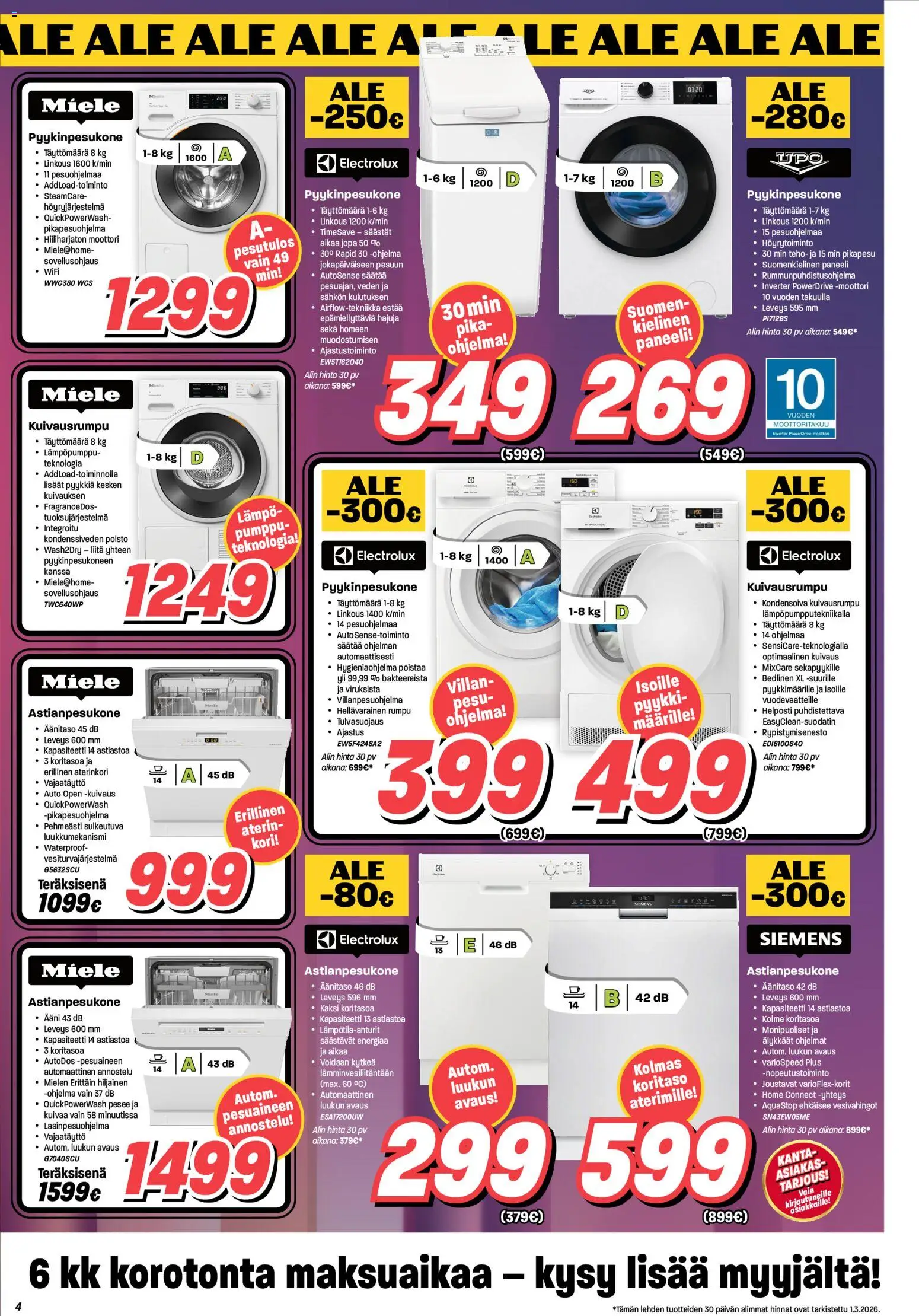 Veikon Kone tarjoukset – voimassa 02.03.2026 alkaen | Sivu: 4 | Tuotteet: Kuivausrumpu, Astianpesukone, Kori, Pumppu