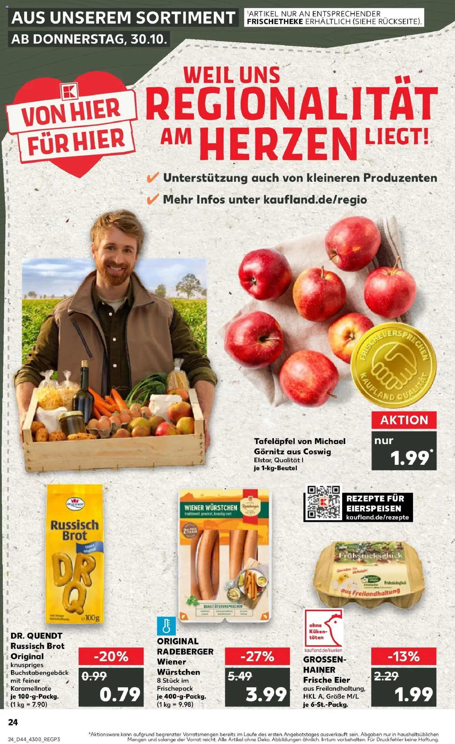 Kaufland prospekt Dippoldiswalde	 – gültig ab 30.10.2025 | Seite: 24 | Produkte: Wiener wurstchen, Eier, Brot
