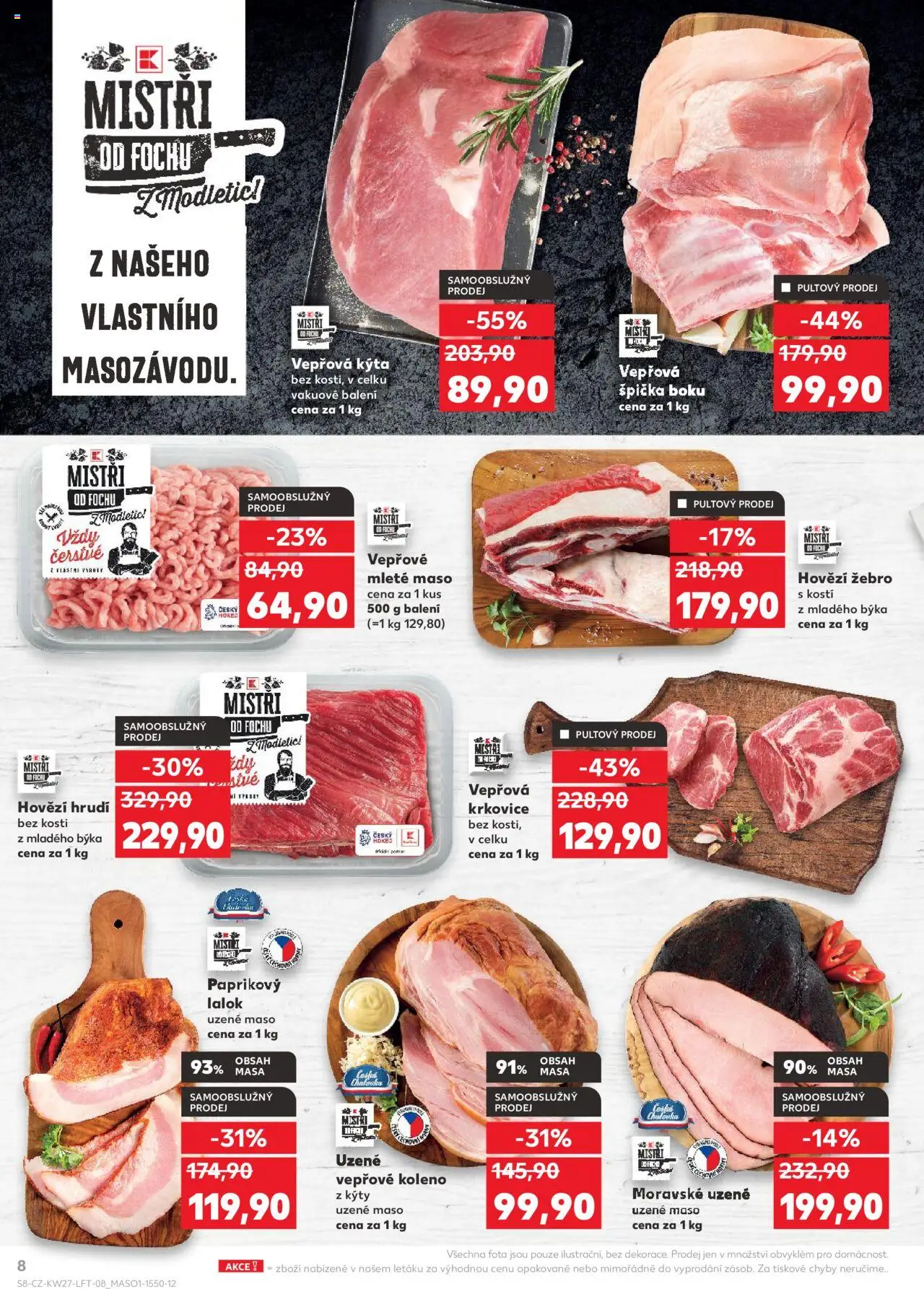 Kaufland leták od 02.07.2025 | Strana: 8 | Produkty: Moravské uzené, Uzené vepřové koleno, Vepřová Kýta, Kýta