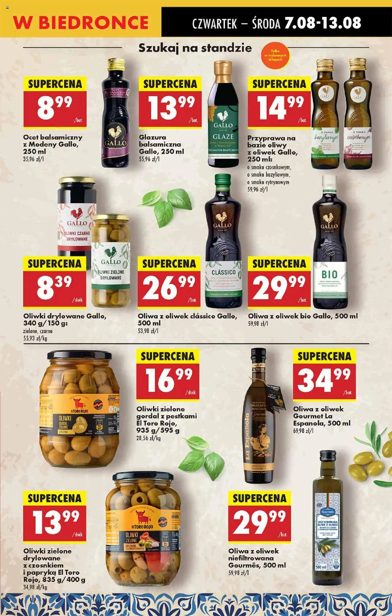 Biedronka gazetka - Oferta W tym tygodniu od 07.08.2025 | Strona: 29 | Produkty: Ocet, Oliwa z oliwek, Oliwki zielone, Oliwki czarne