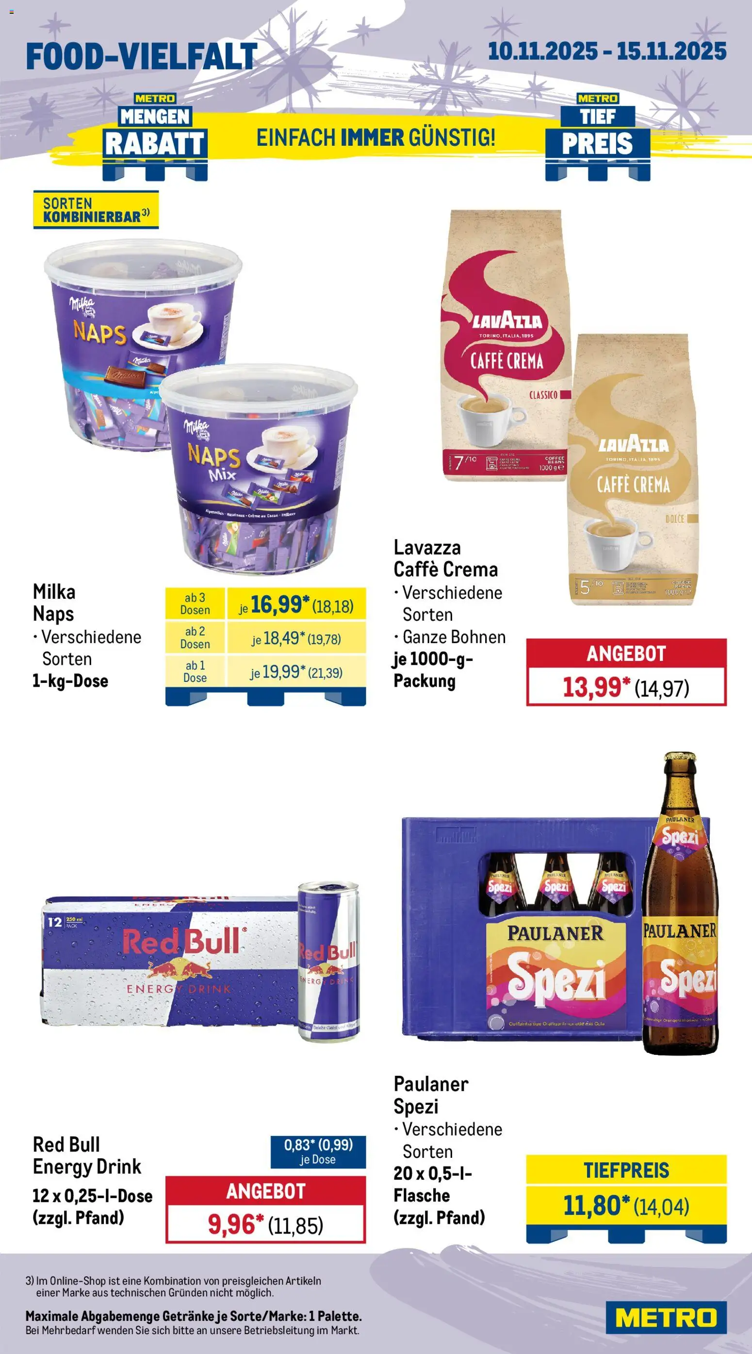 Metro Wochen-Angebote Gastro – gültig ab 10.11.2025 | Seite: 15 | Produkte: Lavazza, Energy, Creme, Paulaner