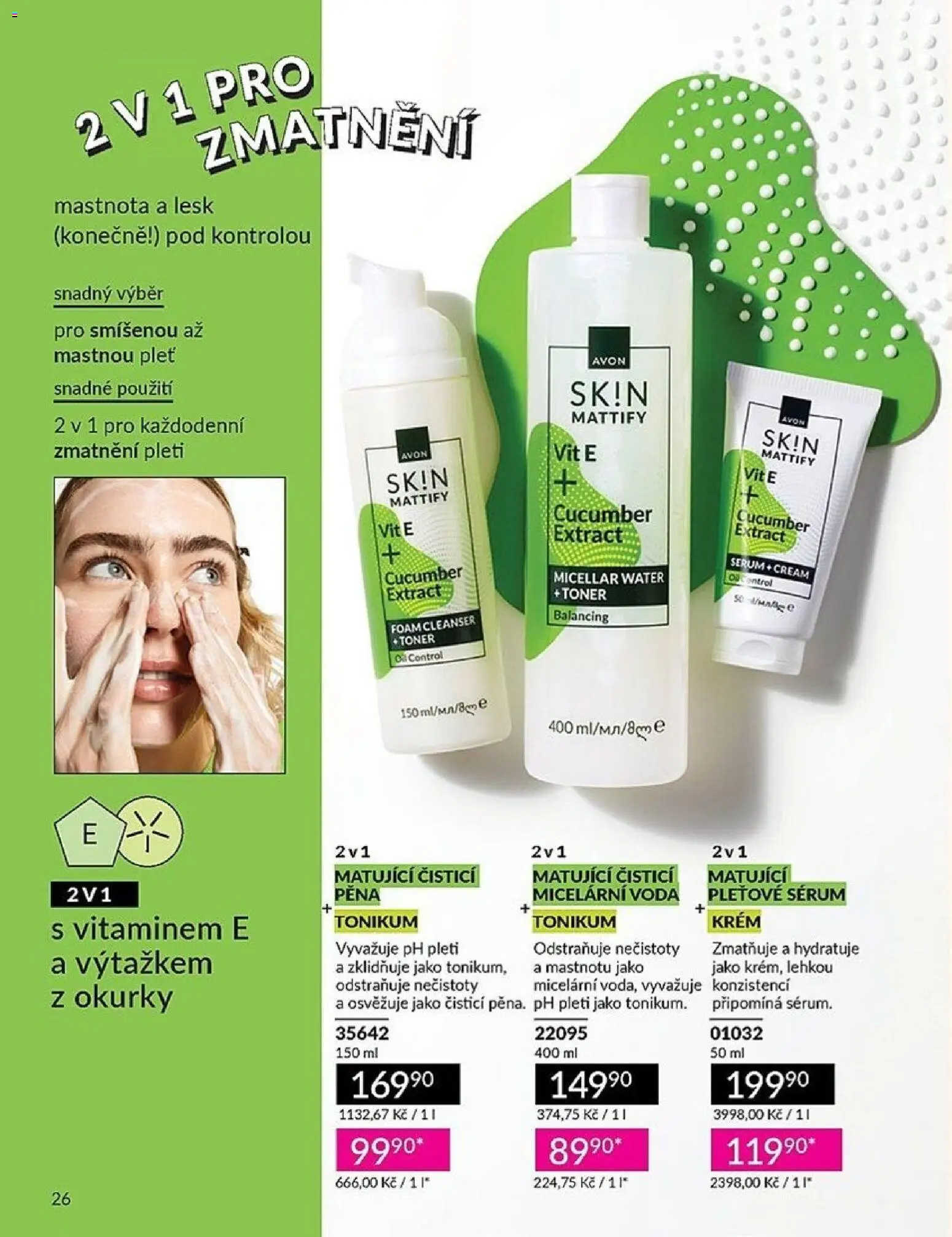 Avon katalog 1/2026 od 01.01.2026 | Strana: 26 | Produkty: Voda, Sérum, Okurky, Toner