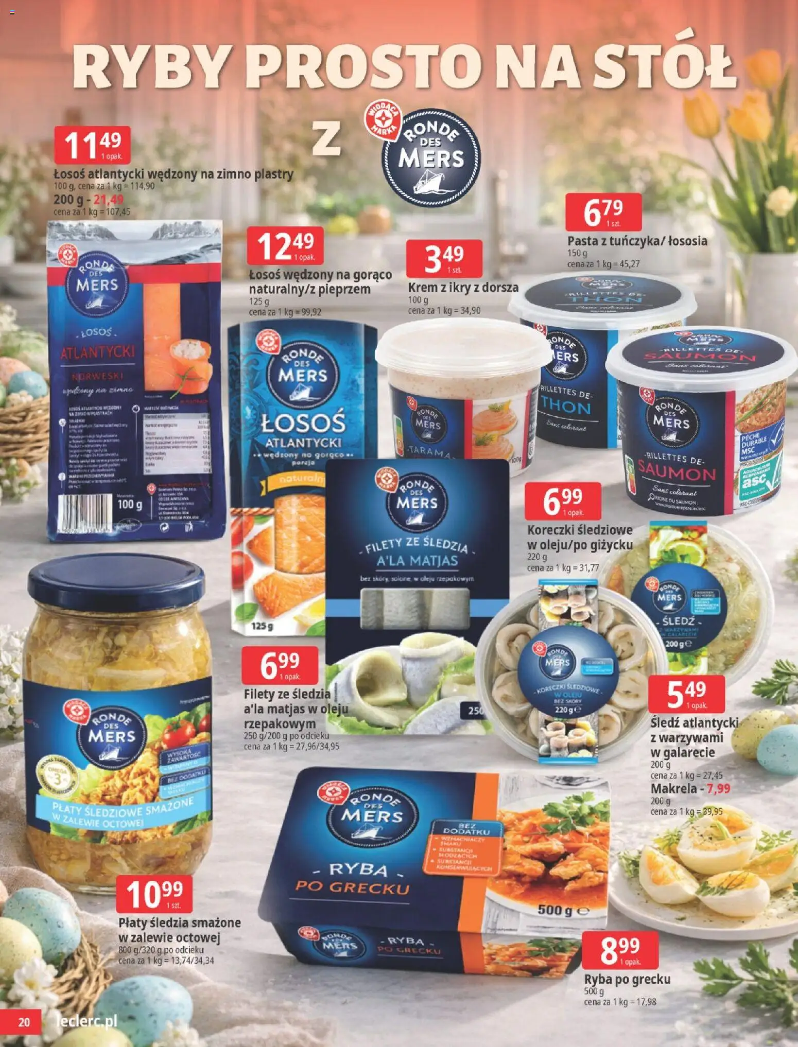 E.Leclerc gazetka - Wielkanoc od 24.03.2026 | Strona: 20 | Produkty: Śledź, Łosoś, Stół, Ryba po grecku