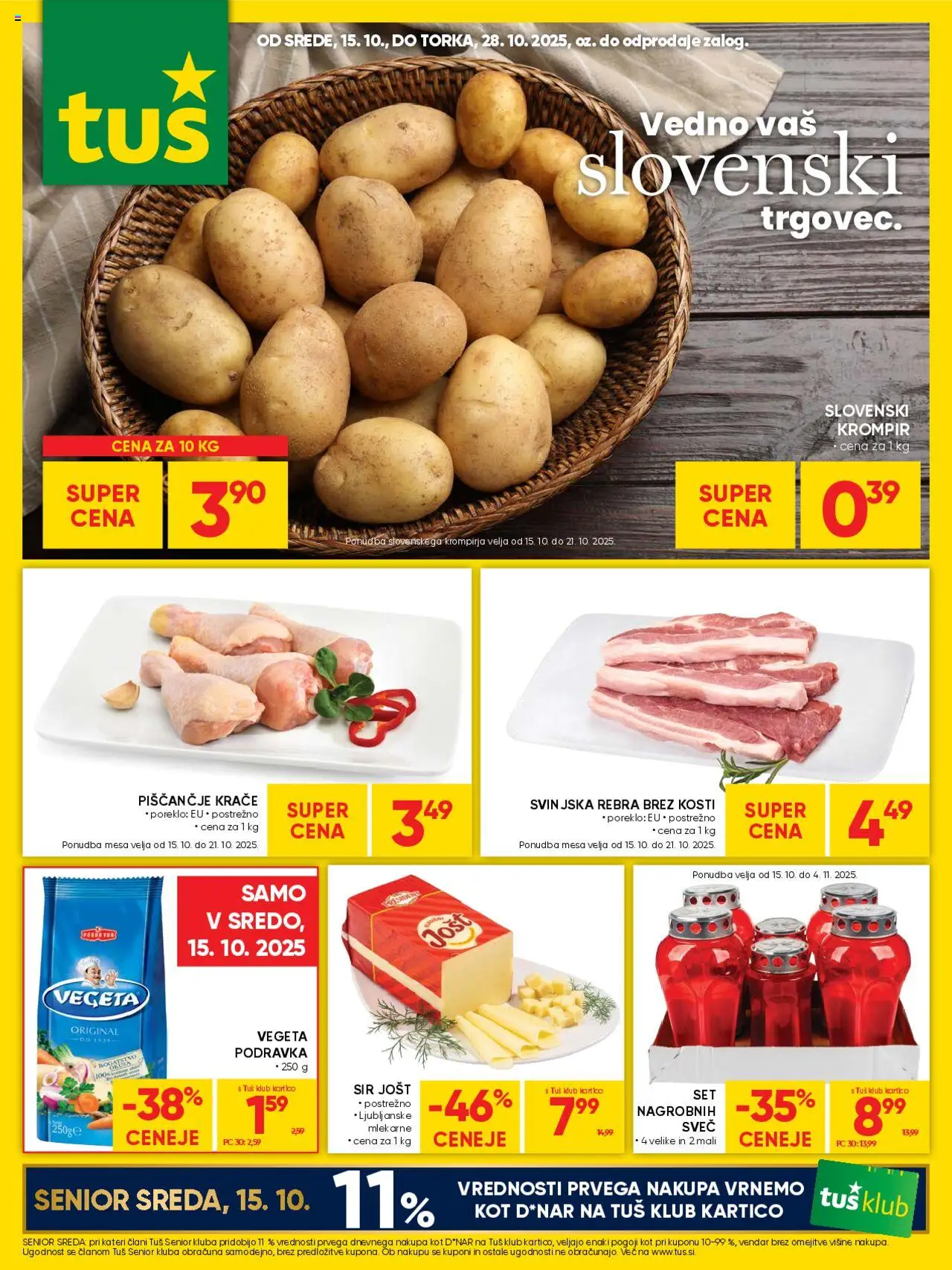 Novi Tuš katalog ponudbe – veljaven od 15.10.2025 | Stran: 1 | Izdelki: Sir, Krompir