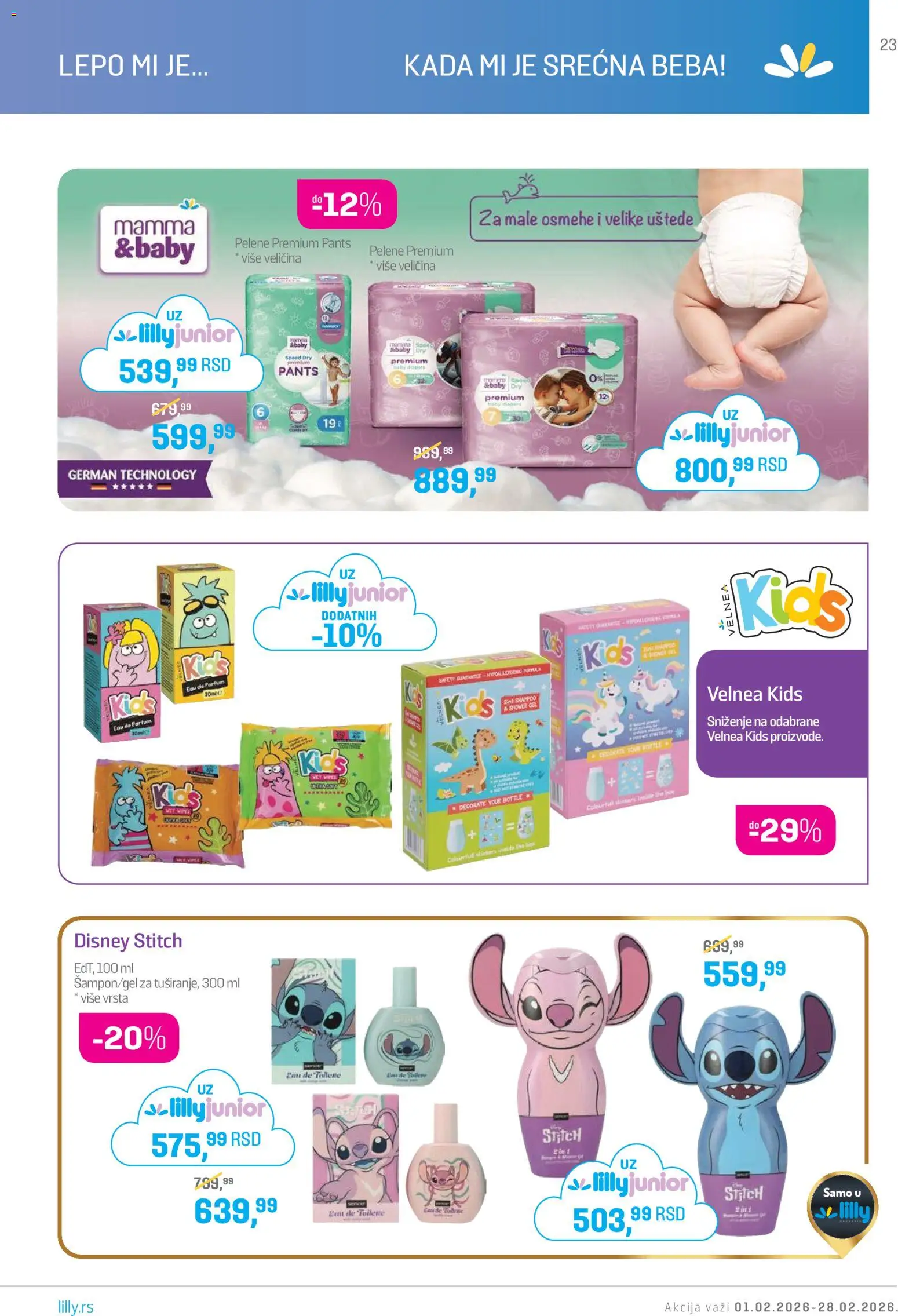 Lilly drogerie katalog - važi od 01.02.2026 | Strana: 23 | Proizvode: Pelene