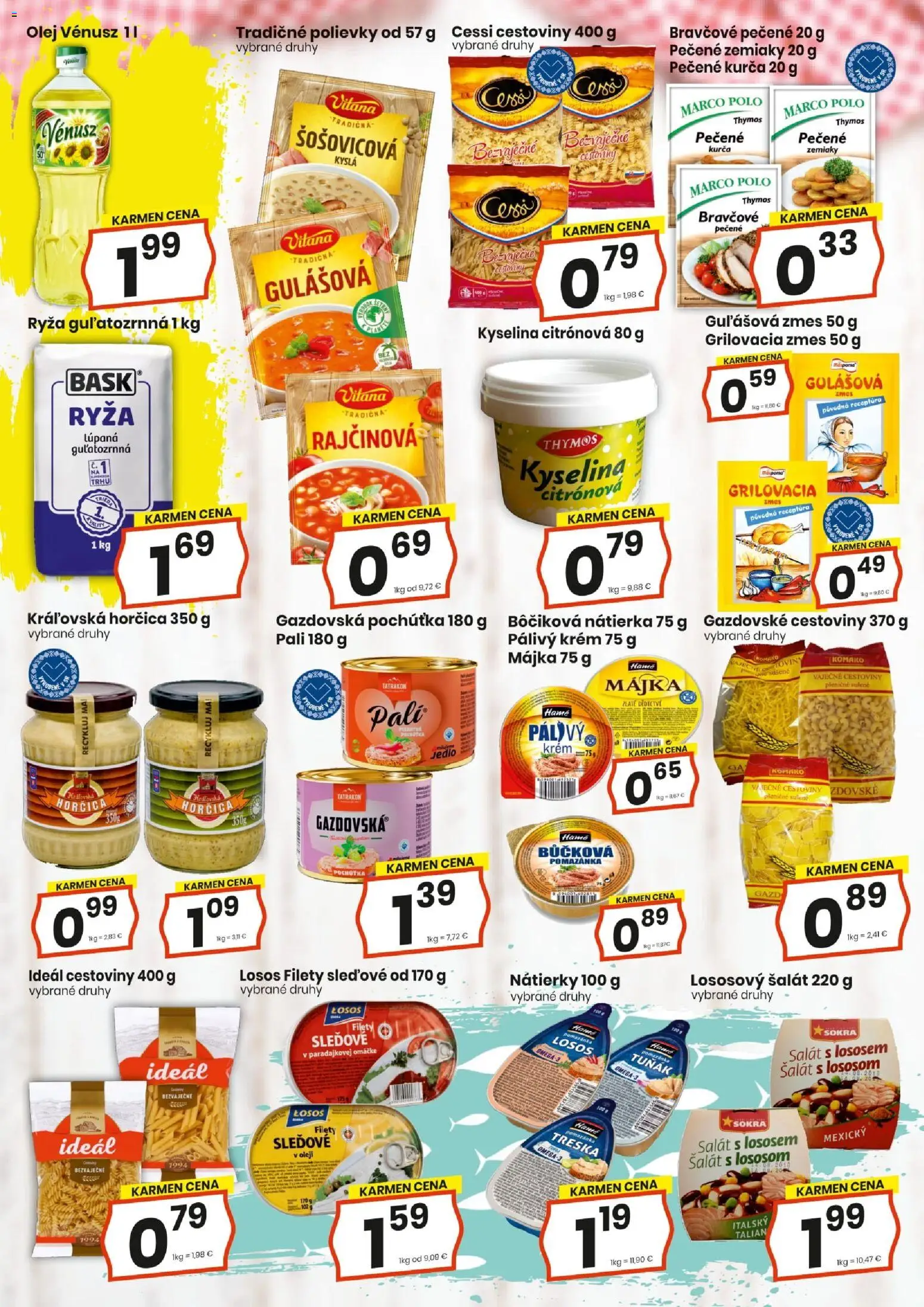 Nové KARMEN CBA akcie – leták je platný od 20.11.2025 | Strana: 5 | Produkty: Cestoviny, Šalát, Kurča, Treska