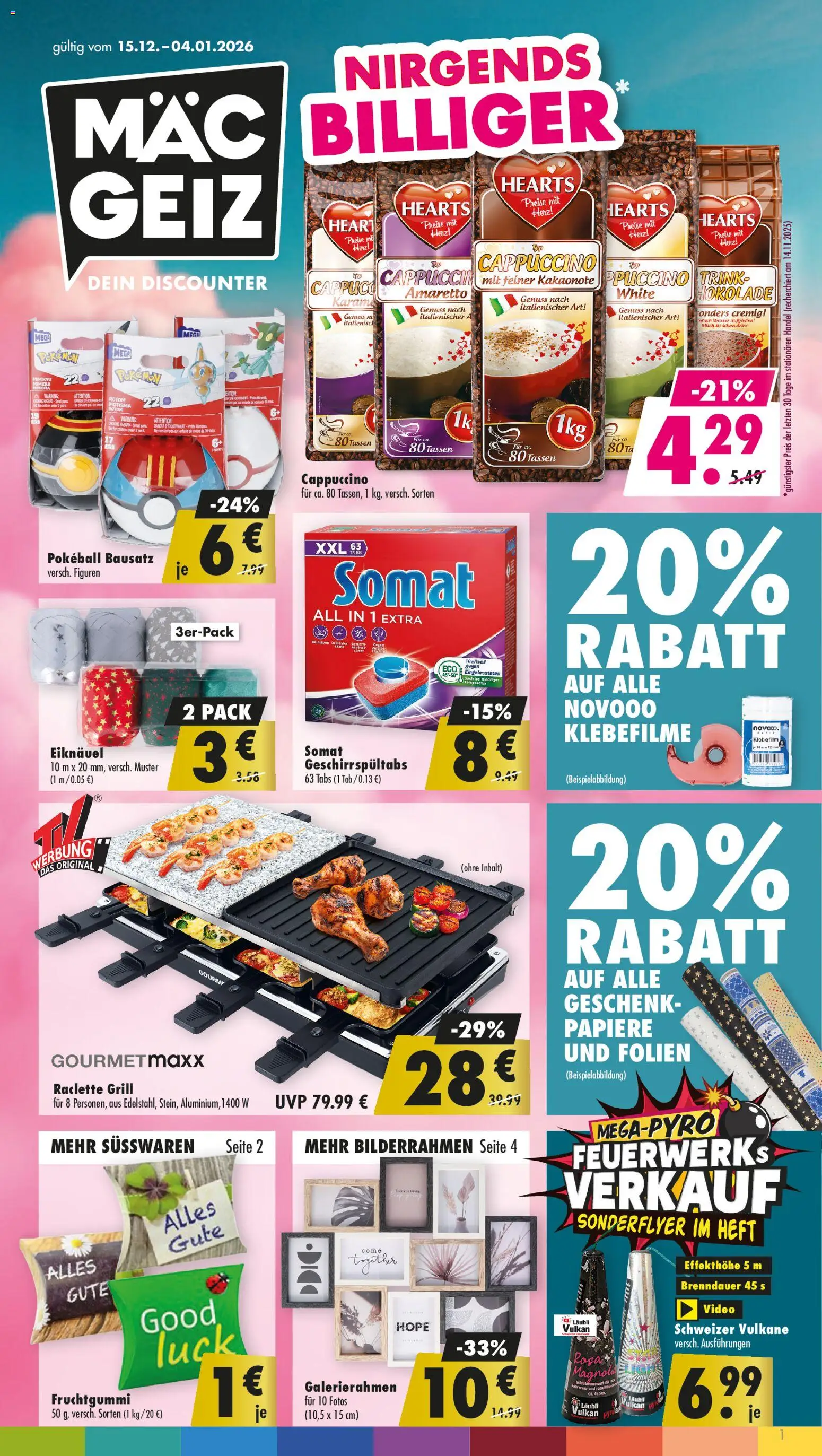 Mäc Geiz Prospekt 	 – gültig ab 15.12.2025 | Seite: 1 | Produkte: Grill, Raclette, Bilderrahmen, Video