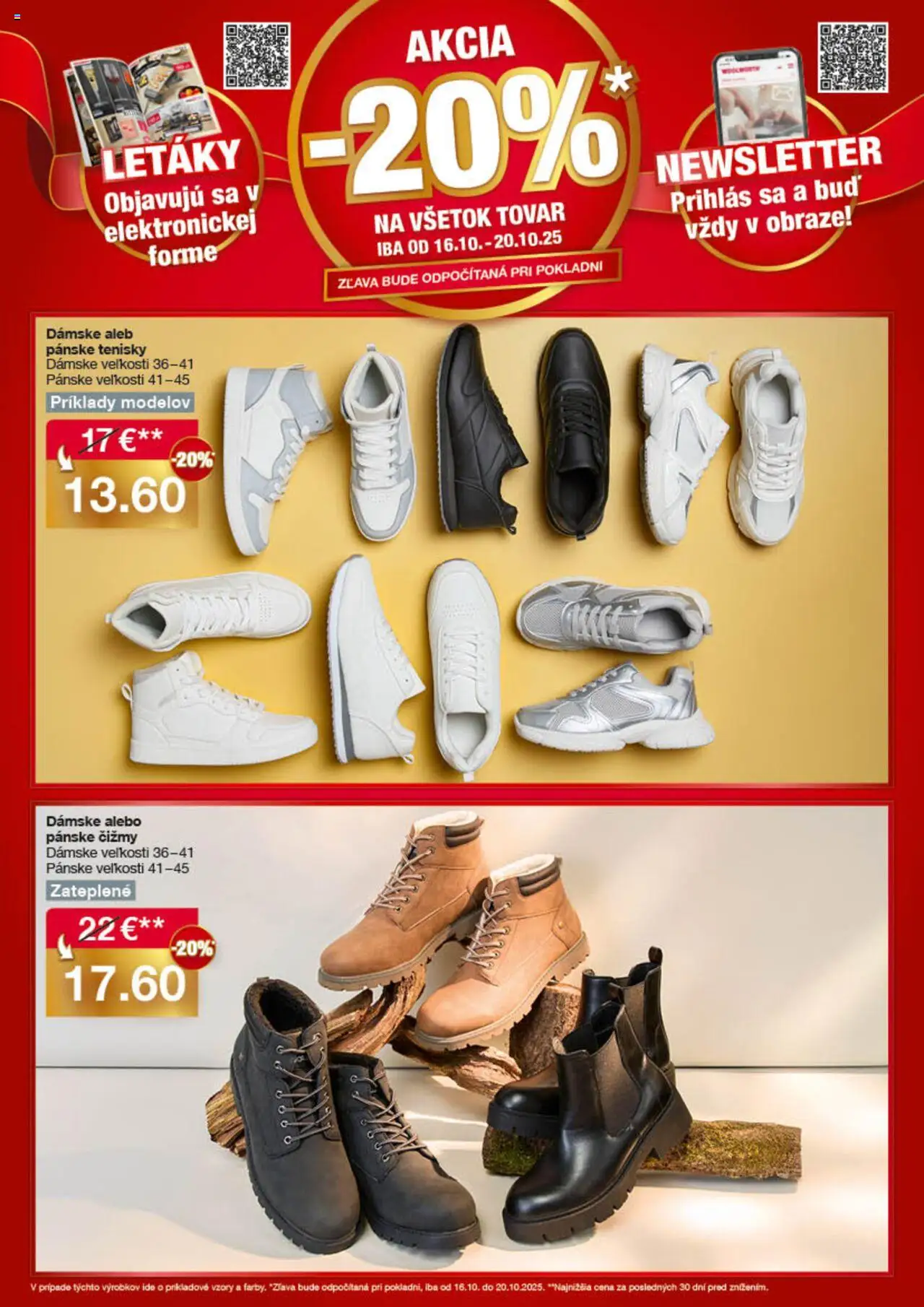Nové Woolworth akcie – leták je platný od 16.10.2025 | Strana: 8 | Produkty: Tenisky, Čižmy, Pánske tenisky