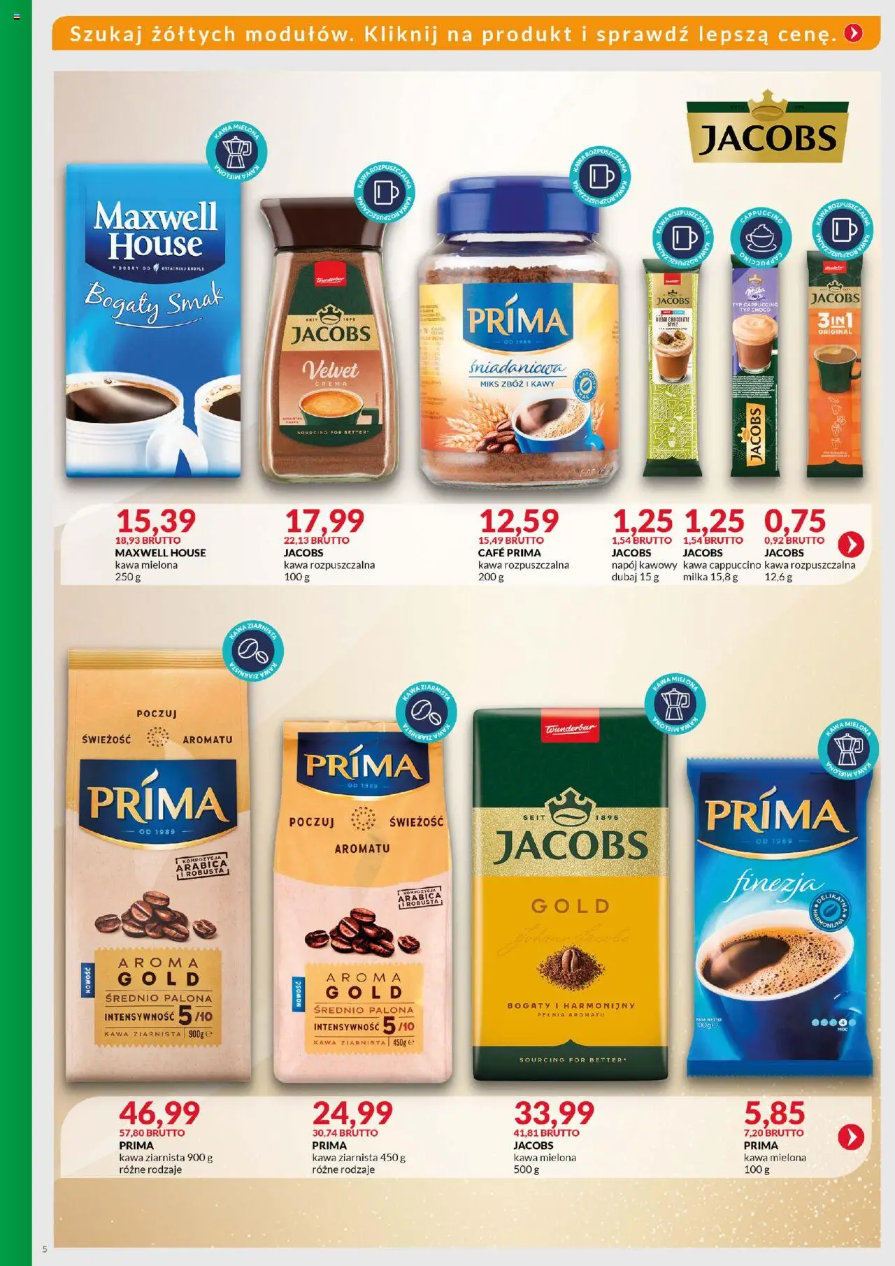 Eurocash Gazetka - Studencka Przerwa na Kawę od 06.10.2025 | Strona: 5 | Produkty: Kawa ziarnista, Kawa rozpuszczalna, Cappuccino, Milka