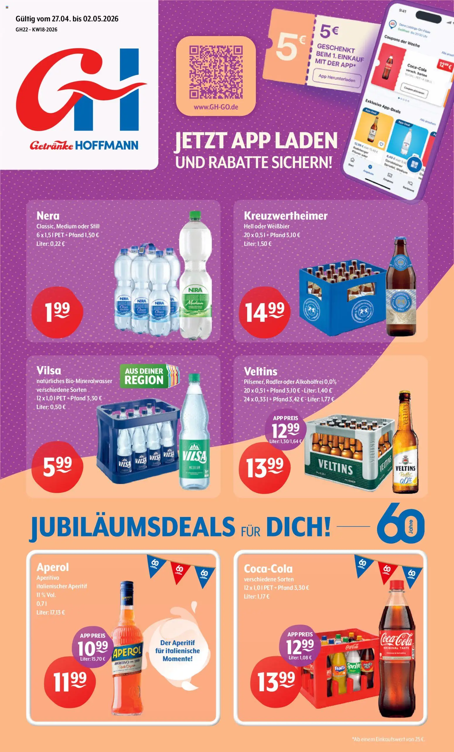 Getränke Hoffmann - Nordrhein - Westfalen – gültig ab 27.04.2026 | Seite: 1 | Produkte: Sprite, Radler, Aperol, Veltins