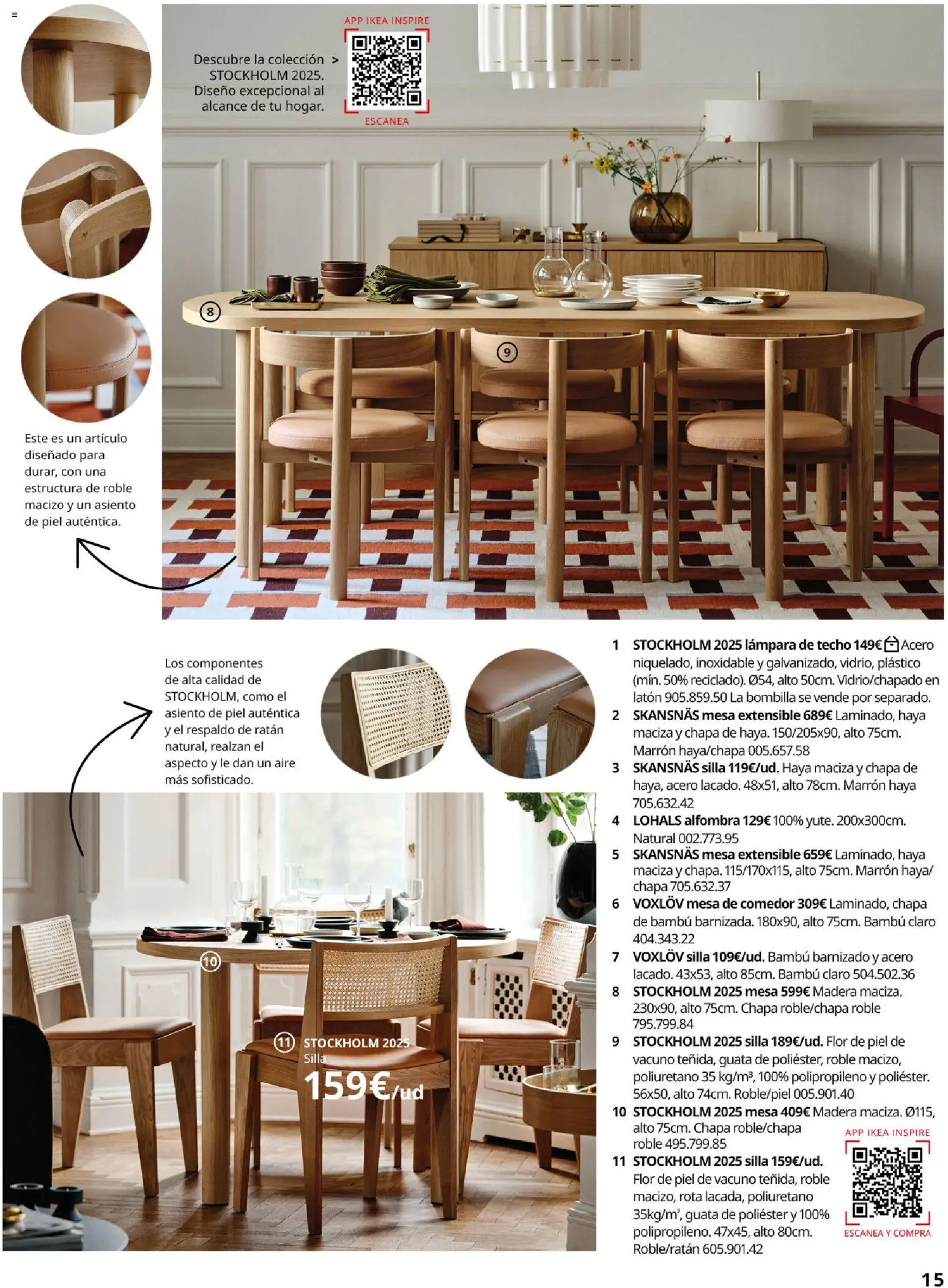 Catálogo IKEA Comedores │ válido desde el 06.03.2026 | Página: 15 | Productos: Mesa extensible, Lámpara de techo, Bombilla, Lámpara