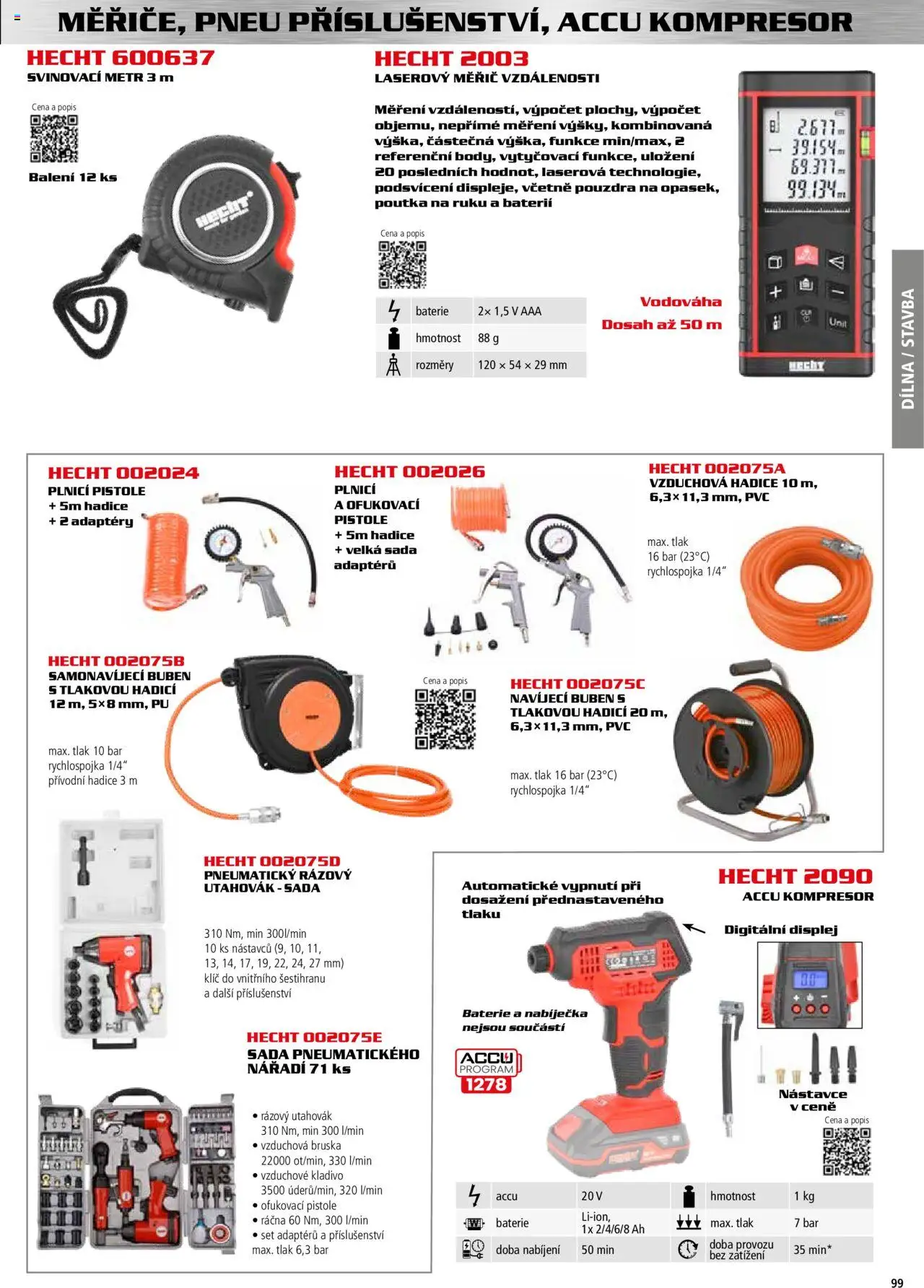 Hecht katalog - Podzim - zima 2025 od 01.09.2025 | Strana: 99 | Produkty: Buben, Laserový měřič vzdálenosti, Bruska, Nářadí