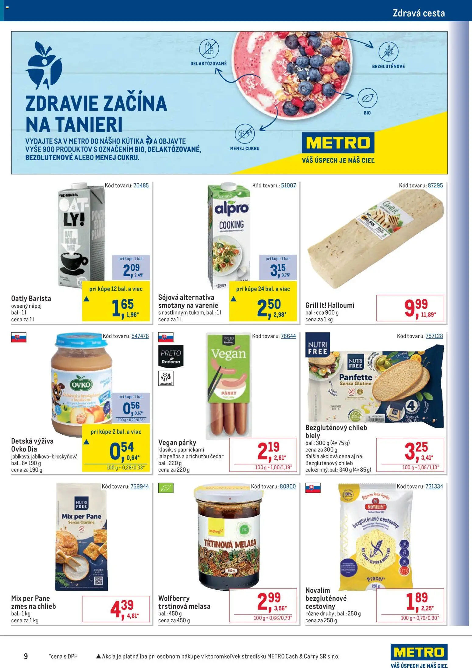 Nové Metro akcie – leták je platný od 05.11.2025 | Strana: 9 | Produkty: Chlieb, Cestoviny, Párky, Alpro