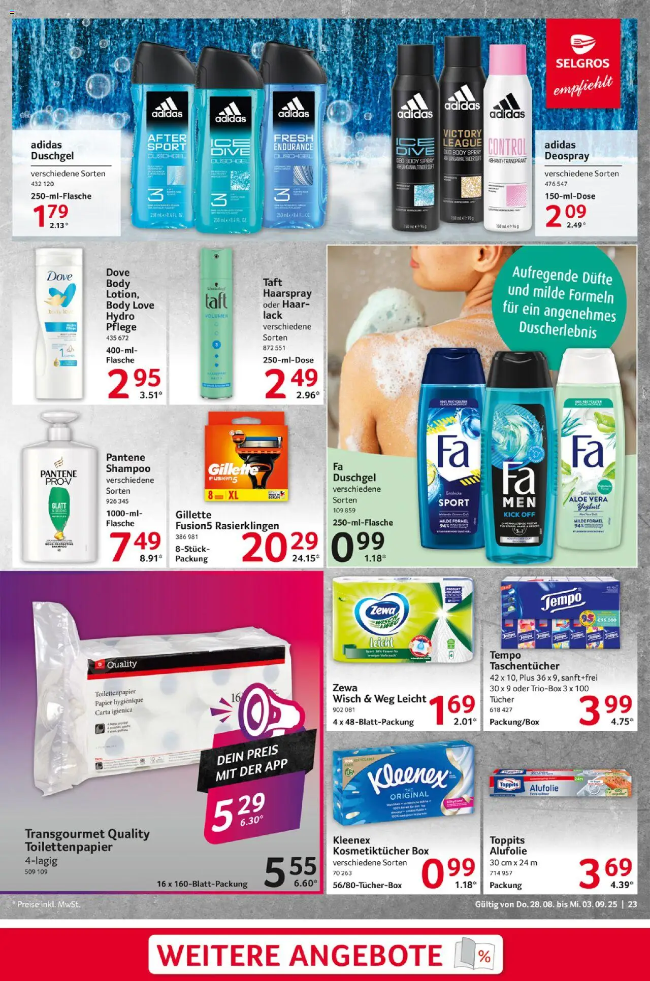 Selgros Prospekt 	 - gültig ab dem 28.08.2025 | Seite: 23 | Produkte: Box, Shampoo, Haarspray, Duschgel