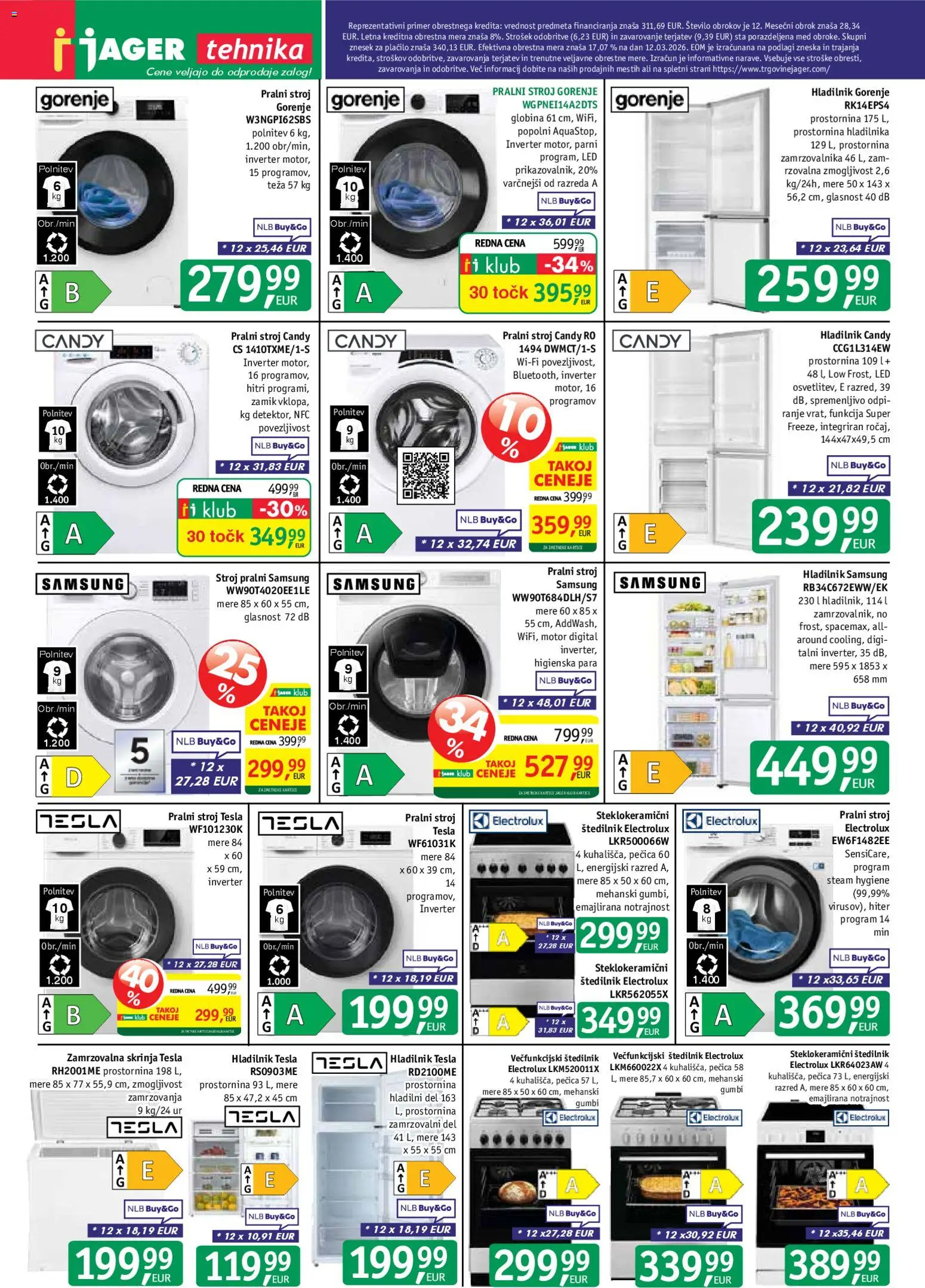 Novi Jager katalog ponudbe – veljaven od 25.03.2026 | Stran: 11 | Izdelki: Hladilnik, Pecica, Teza, Štedilnik