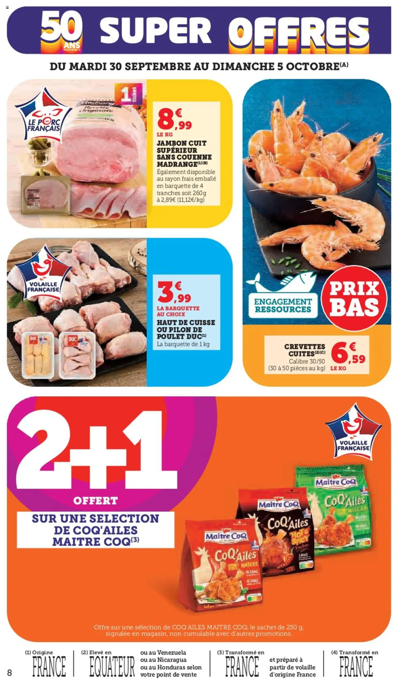 {H1} | Page: 8 | Produits: Volaille, Crevettes, Jambon, Porc