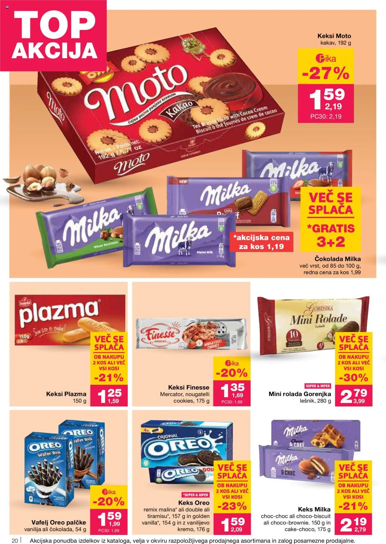 Mercator katalog │ velja od 31.07.2025 | Stran: 22 | Izdelki: Keksi, Kos, Rolada, Cokolada