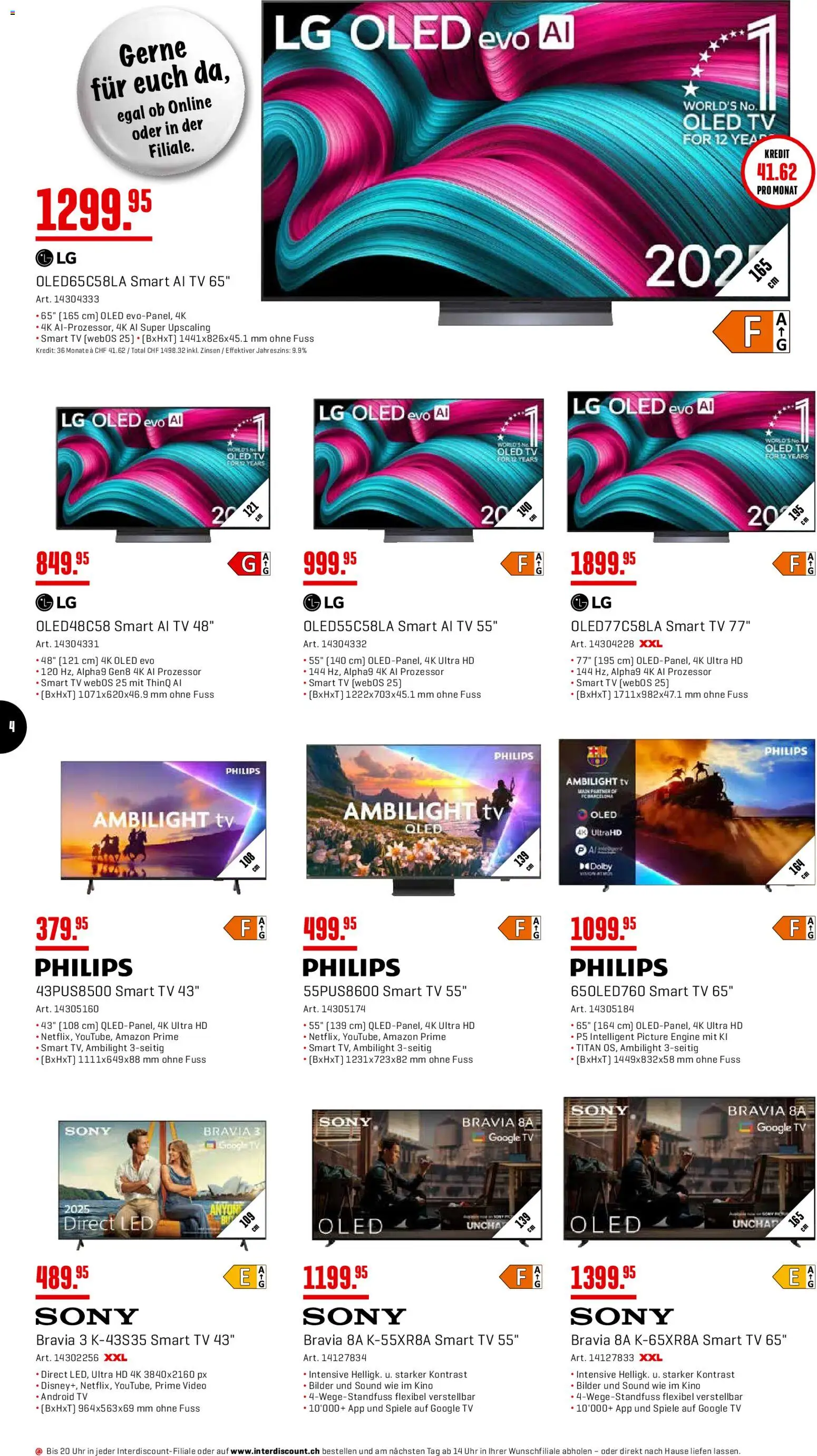 Interdiscount Aktionen – gültig ab 23.02.2026 | Seite: 4 | Produkte: TV, Bilder, LG, Sony