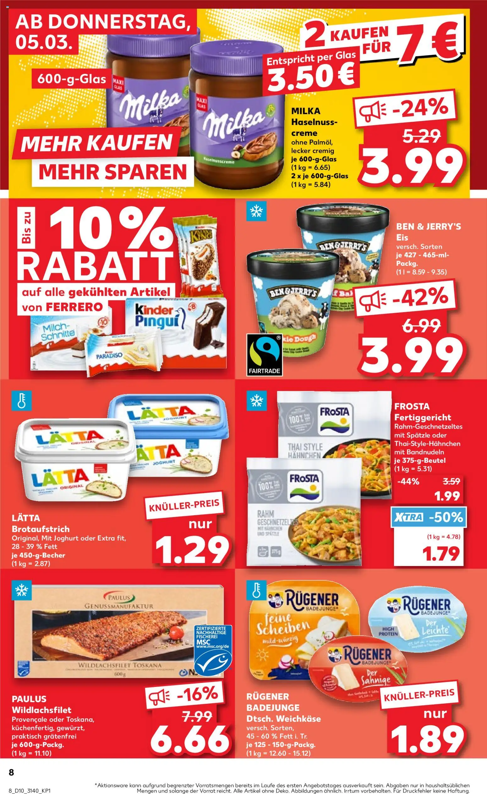 Kaufland Prospekt Leipzig	 – gültig ab 05.03.2026 | Seite: 8 | Produkte: Hahnchen, Milka, Creme, Eis