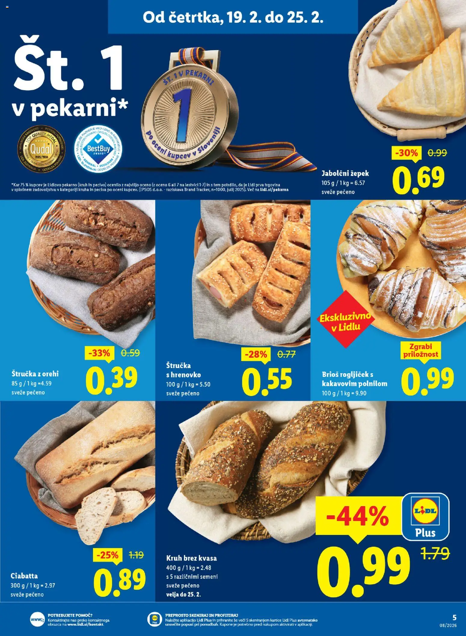 Novi Lidl katalog ponudbe – veljaven od 19.02.2026 | Stran: 7 | Izdelki: Štručka, Ciabatta, Kruh