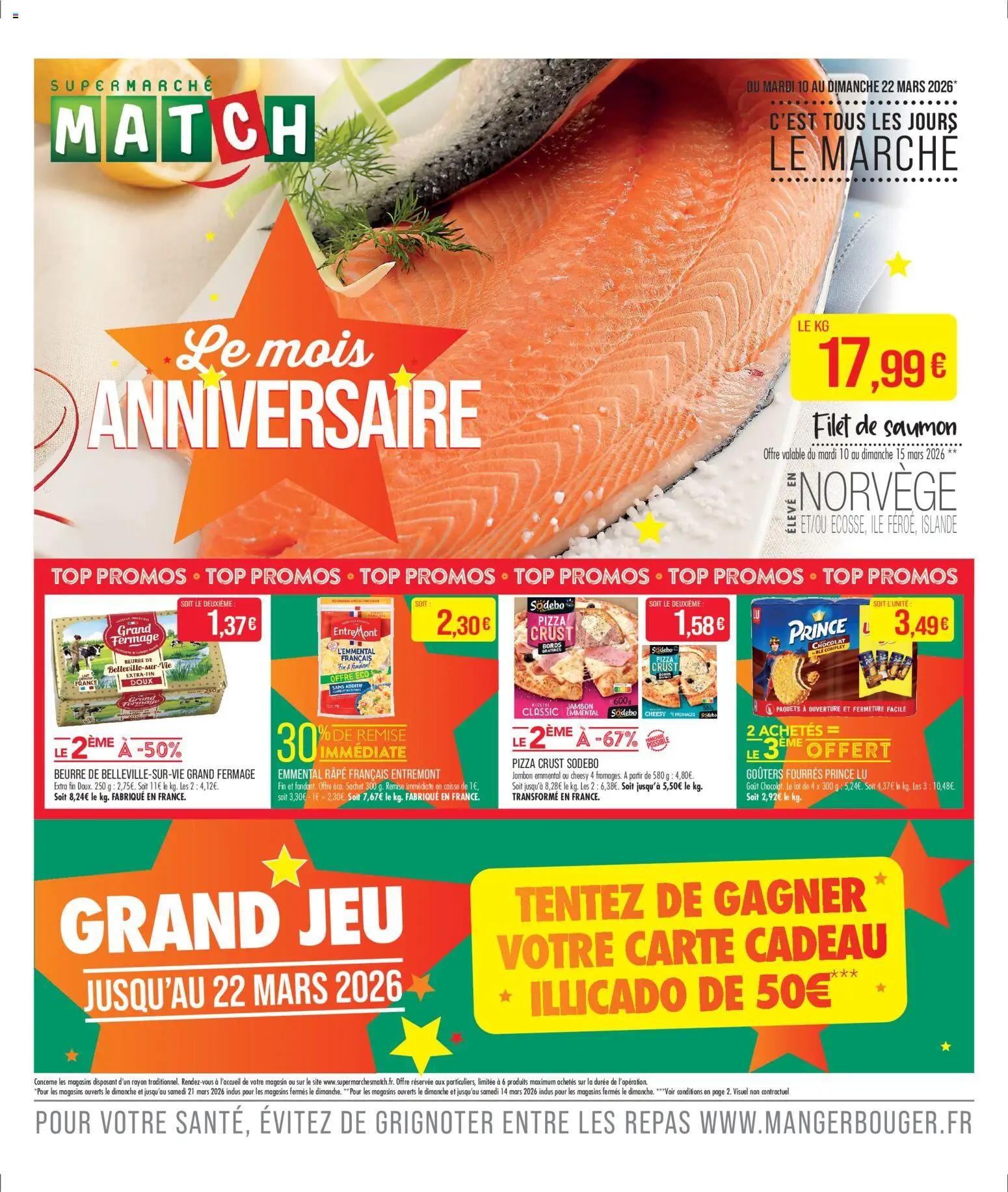 {H1} | Page: 1 | Produits: Filet de saumon, Beurre, Chocolat, Pizza